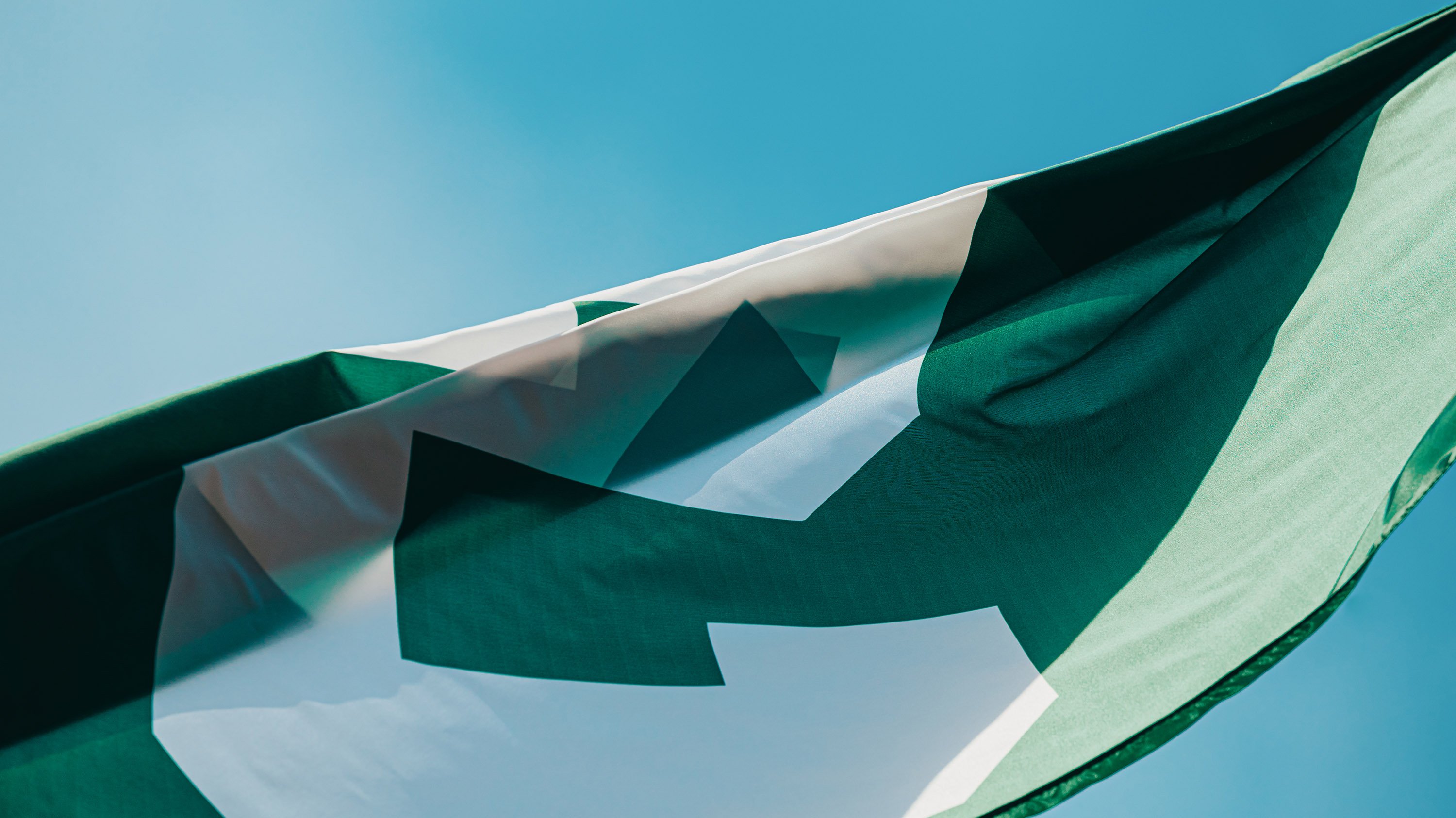 'Block S' flag waving in wind