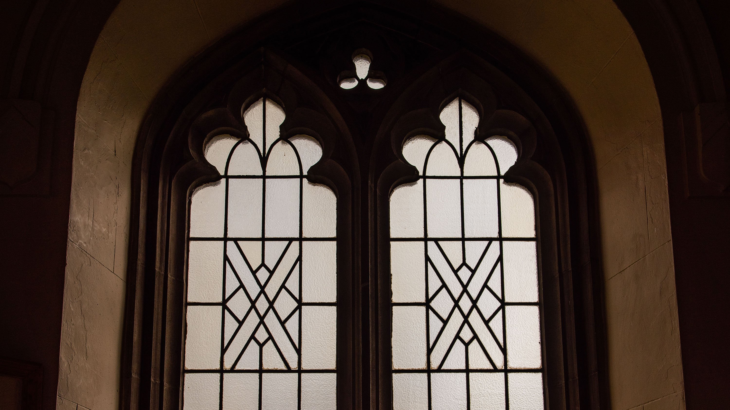 Beaumont Tower windows seen from within