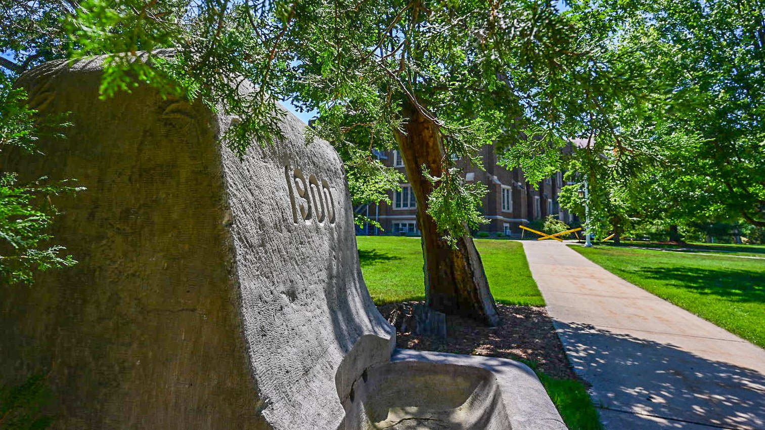Class of 1900 fountain next to Resilient Oak