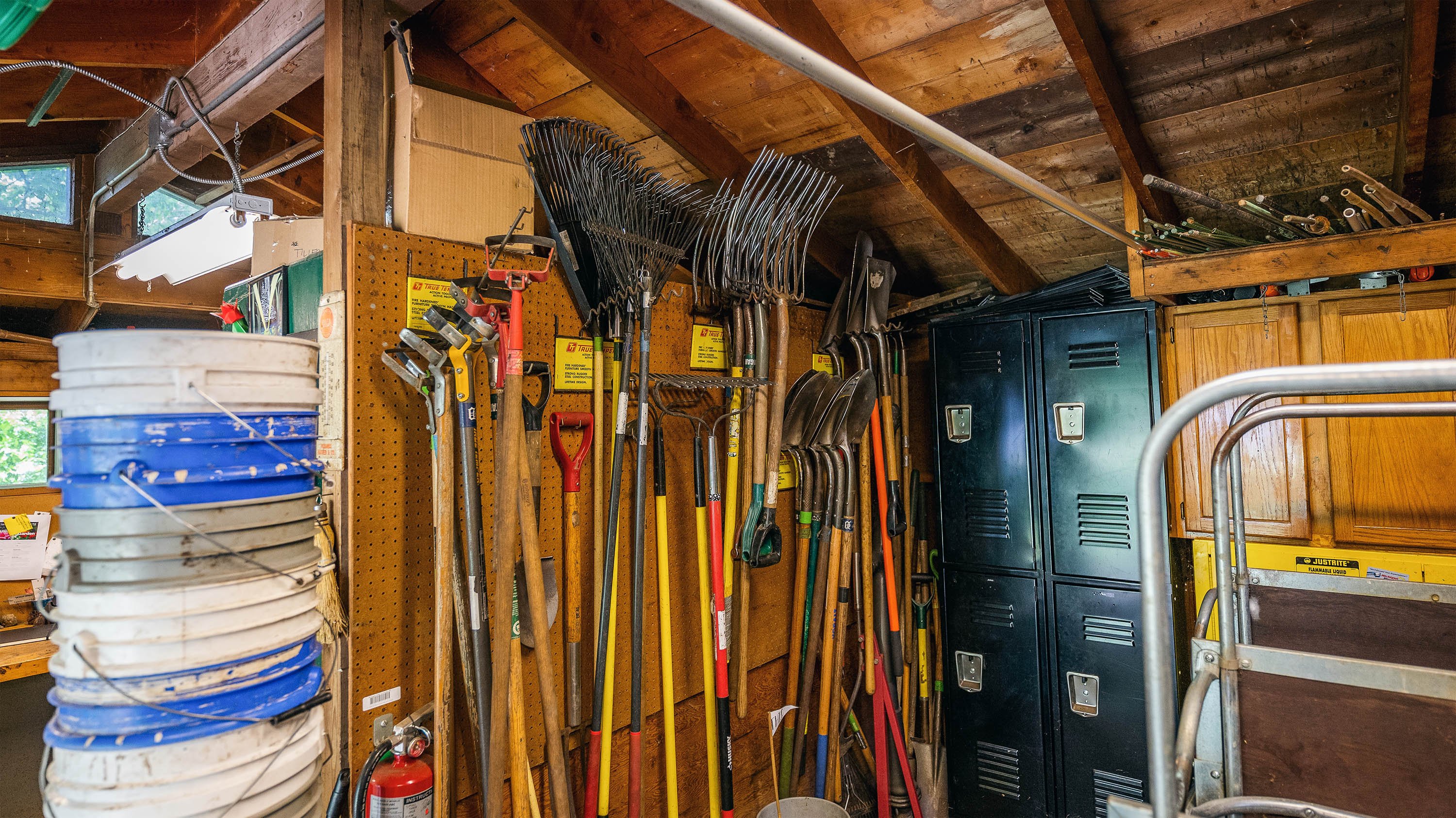 Interior of tool shed in Beal Botanical Garden
