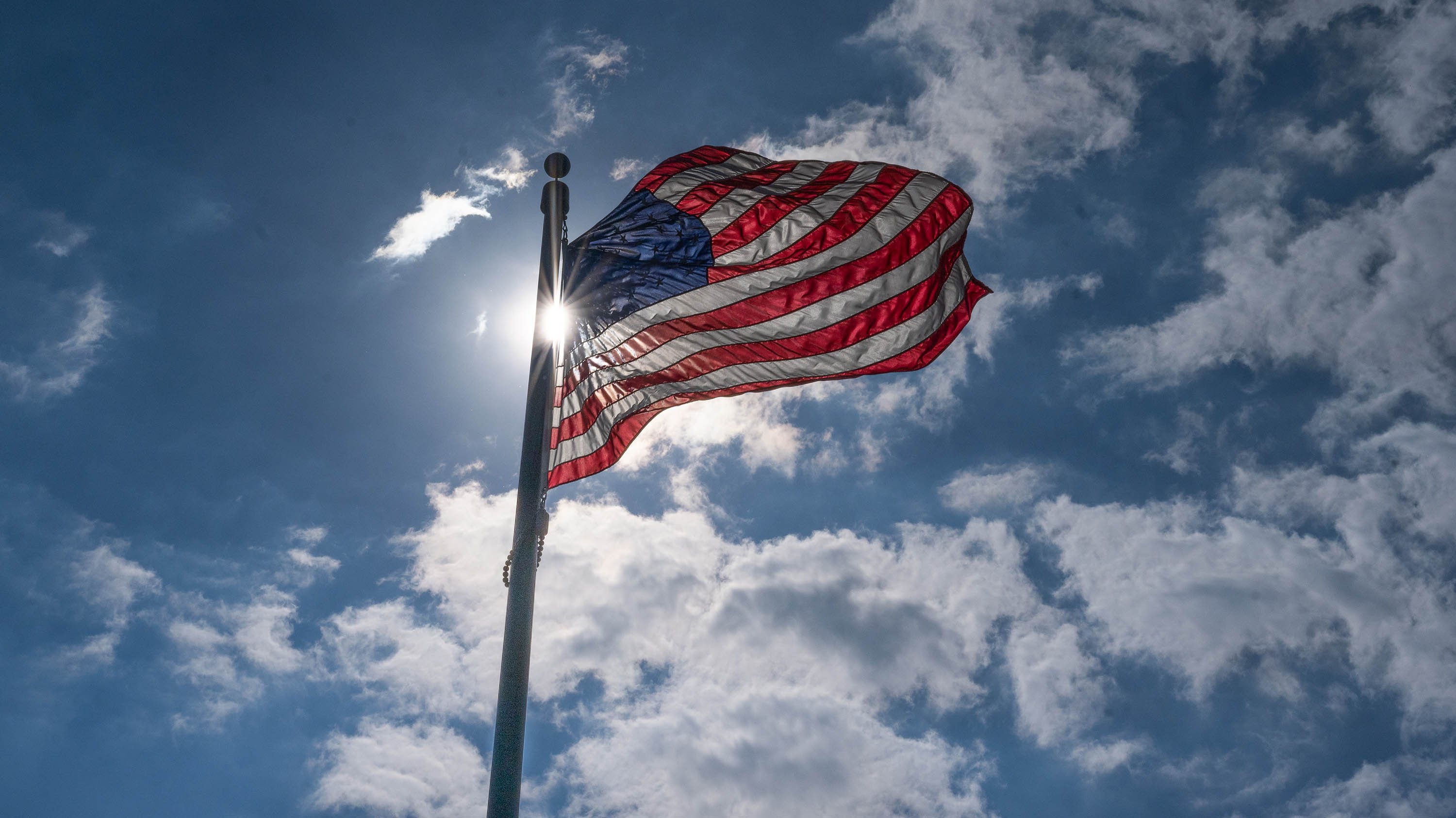American Flag in the sun