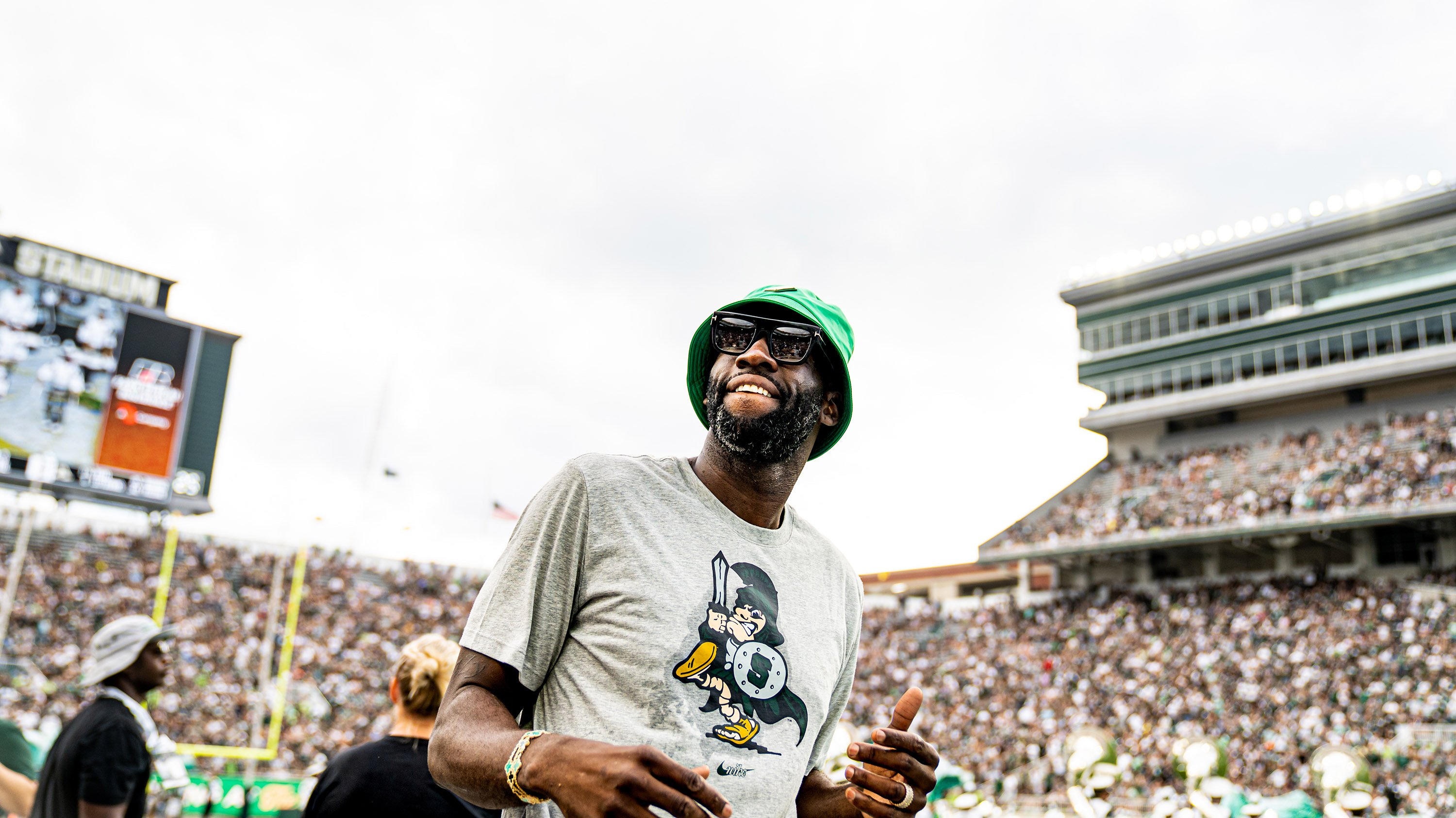 Draymond Green at Spartan Stadium during Hall of Fame recognition