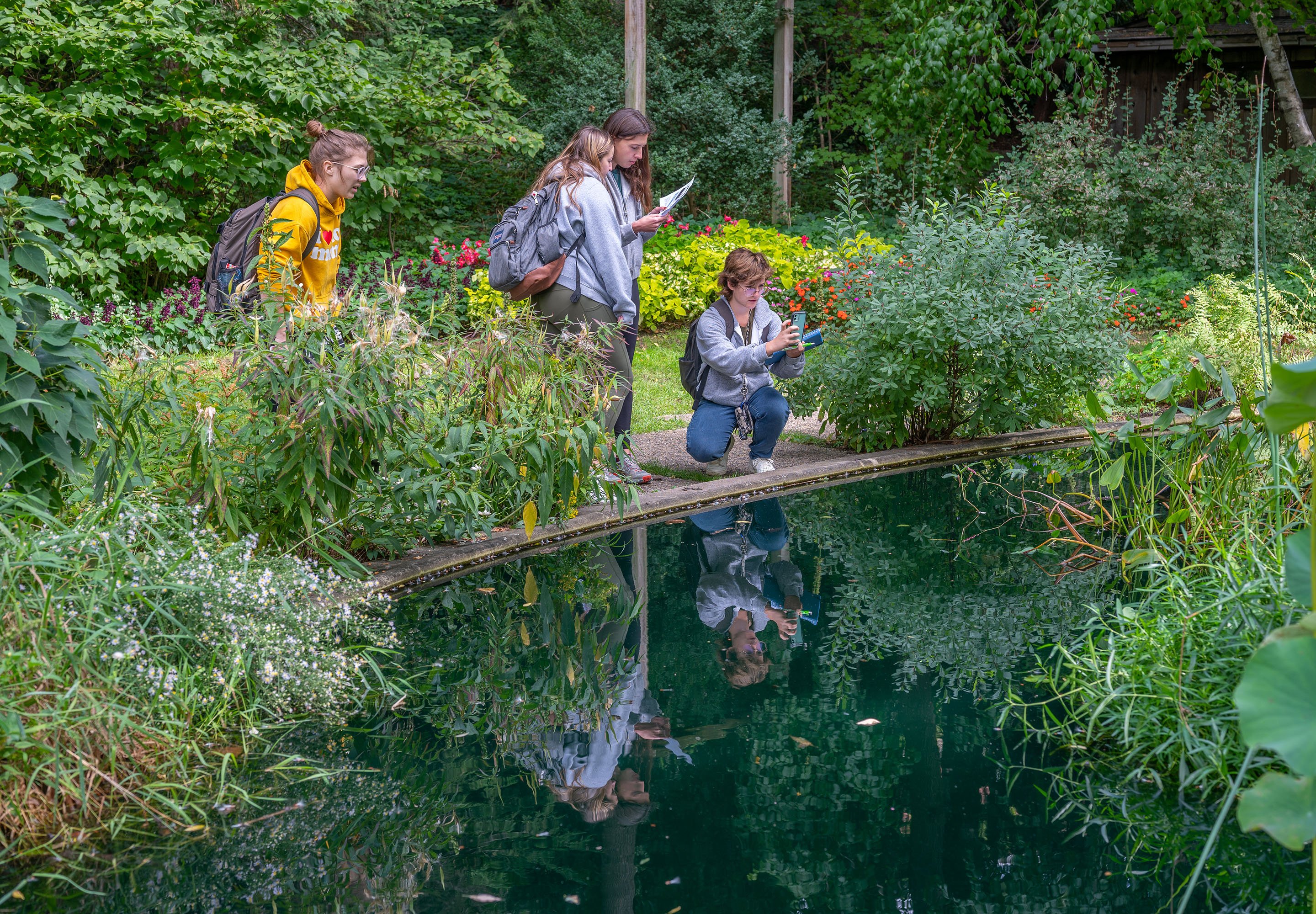 A lab section of the class PLB 218: Plants of Michigan tours the W.J. Beal Botanical Garden. 