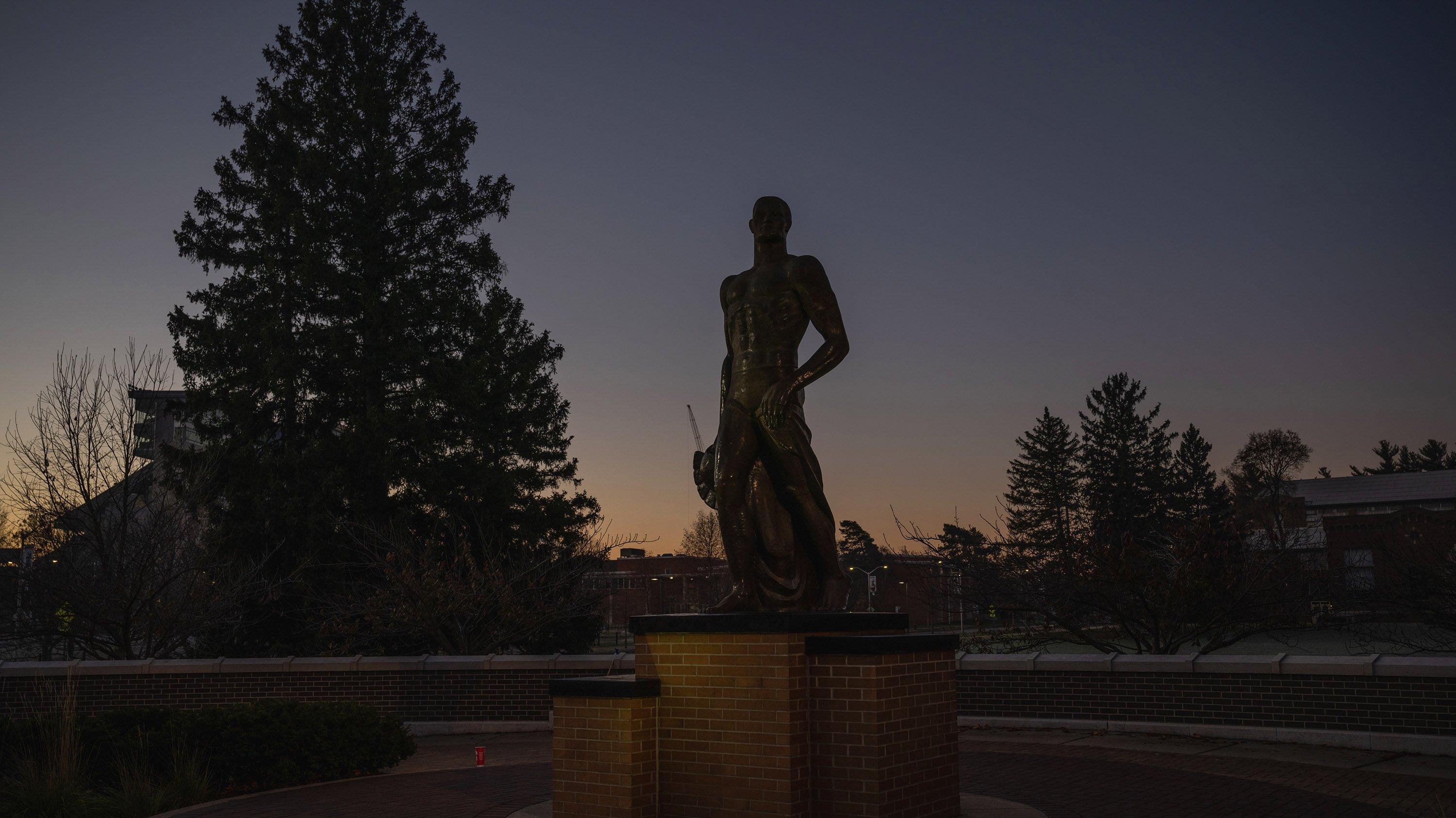 Spartan statue at sunrise
