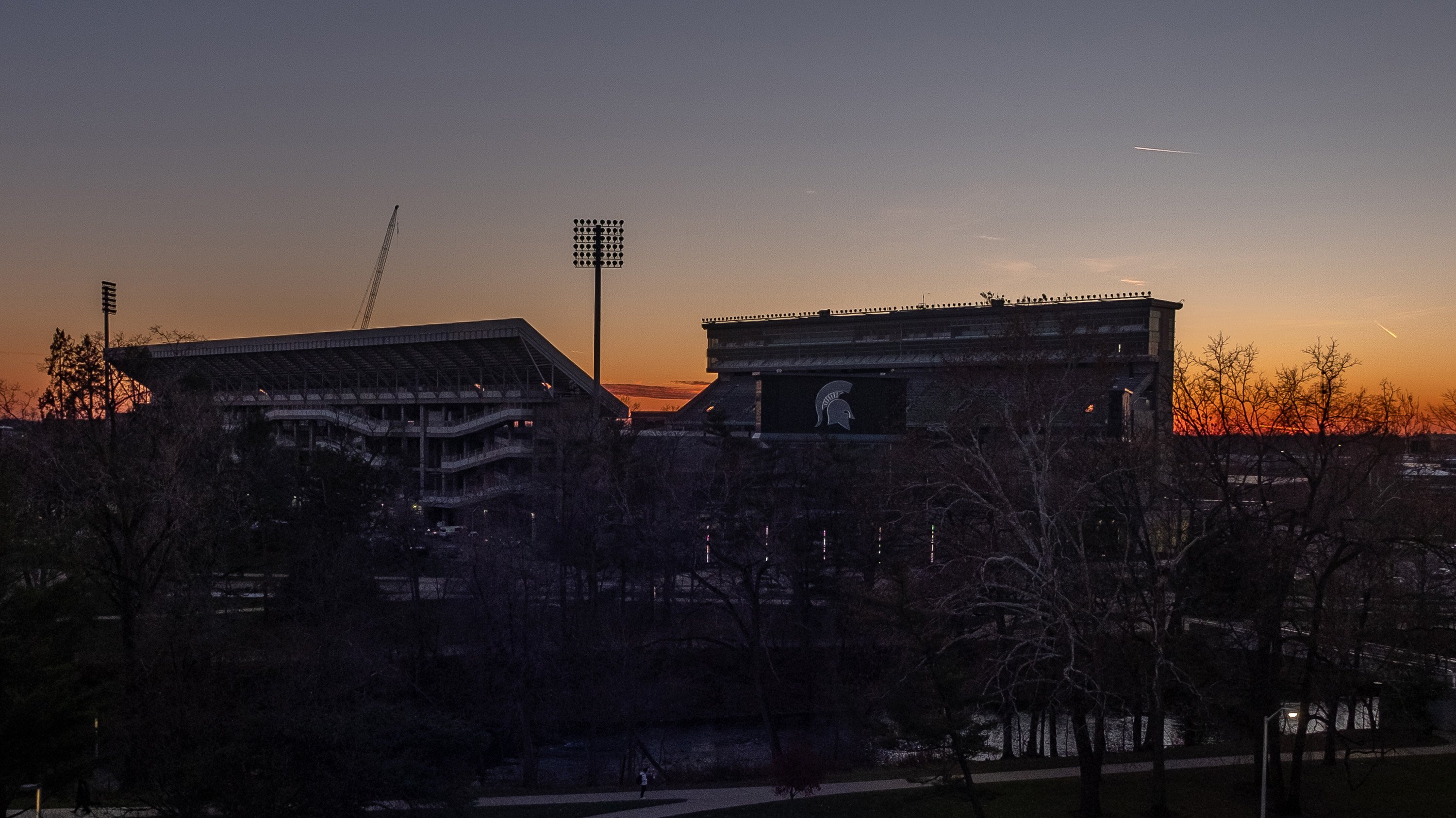 Spartan Stadium at sunset