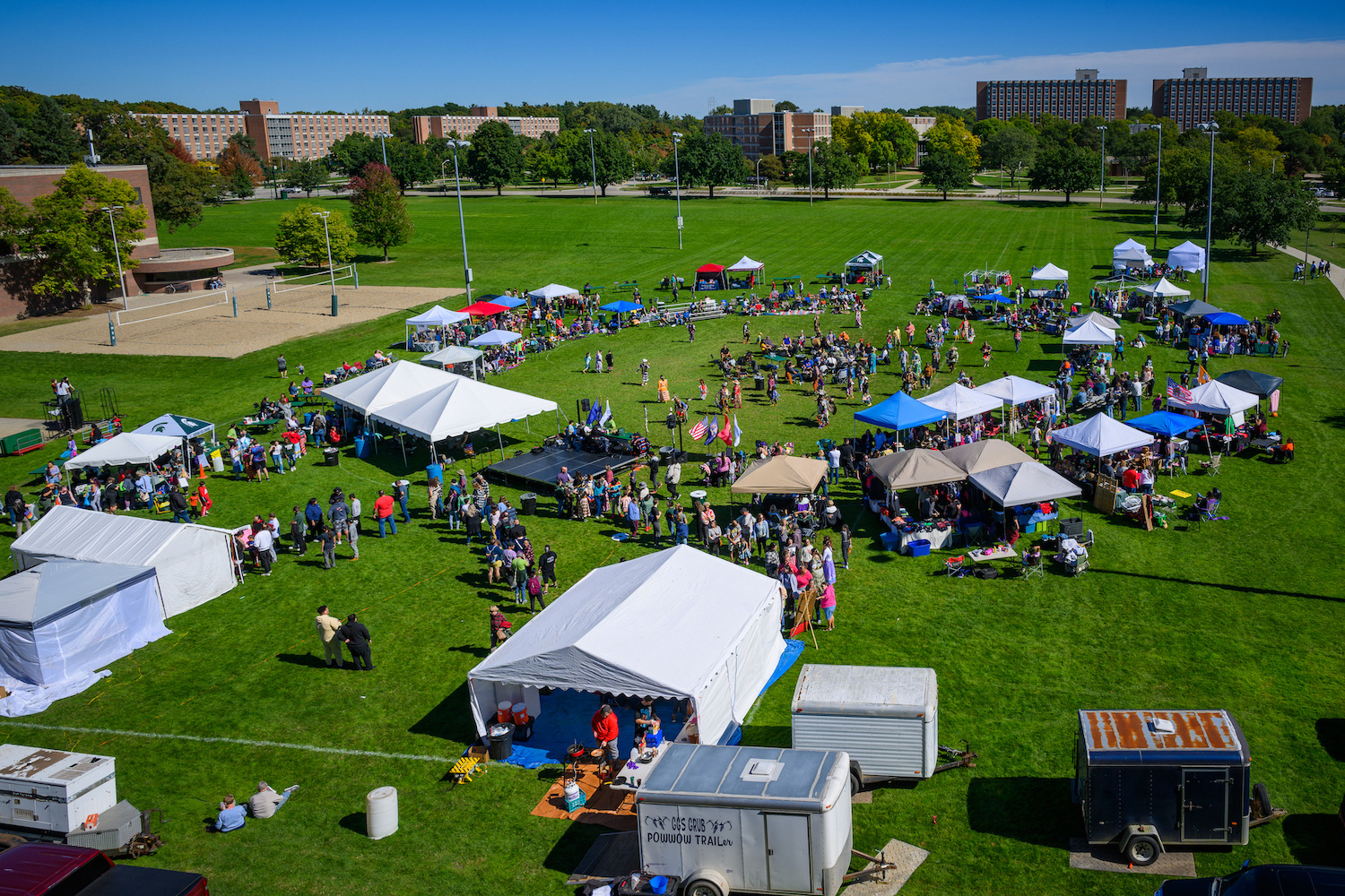 IM East Field tents and gathering at the 37th annual Powwow of Love.