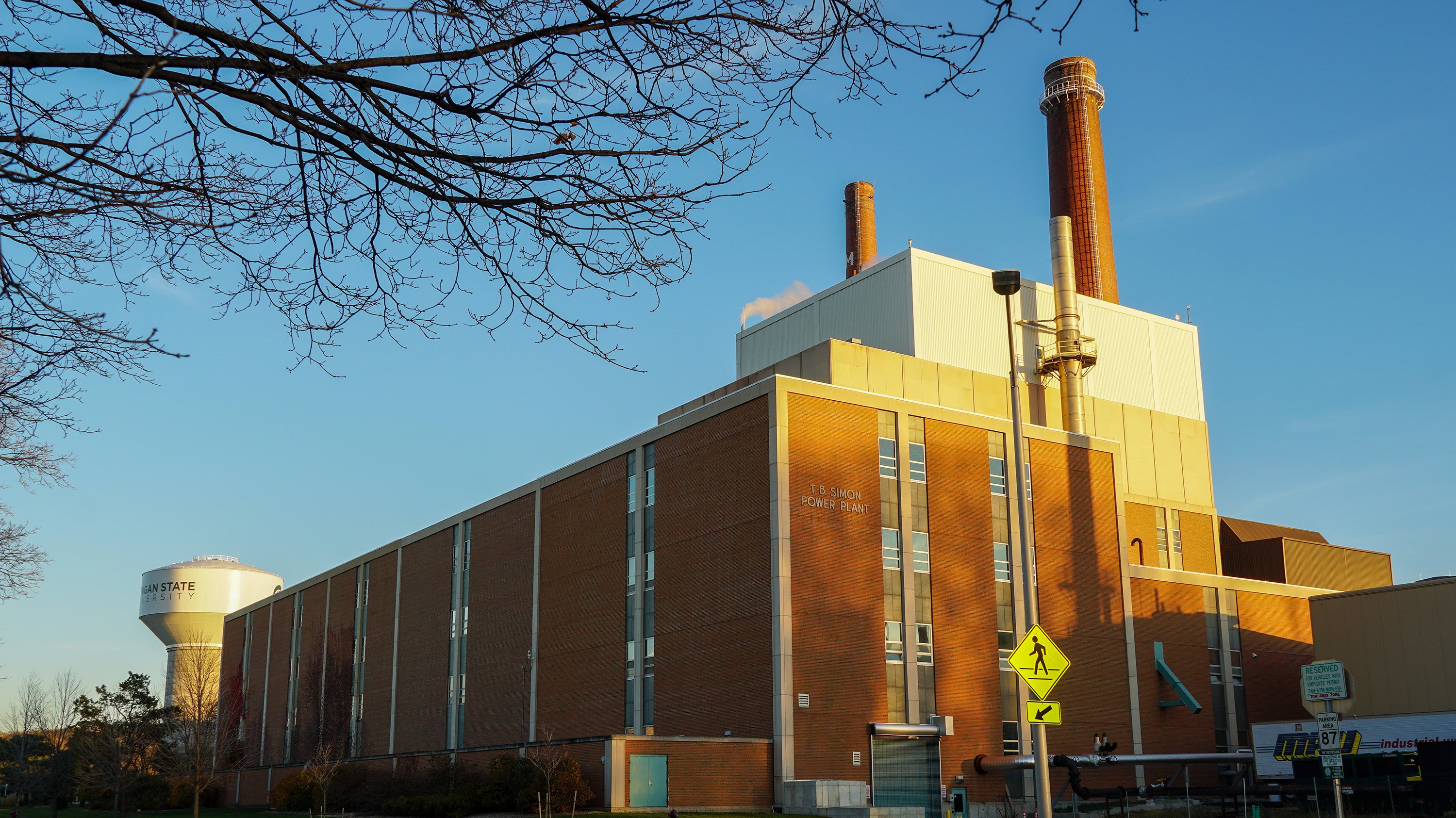 The T.B. Simon Power Plant on a sunny fall day.