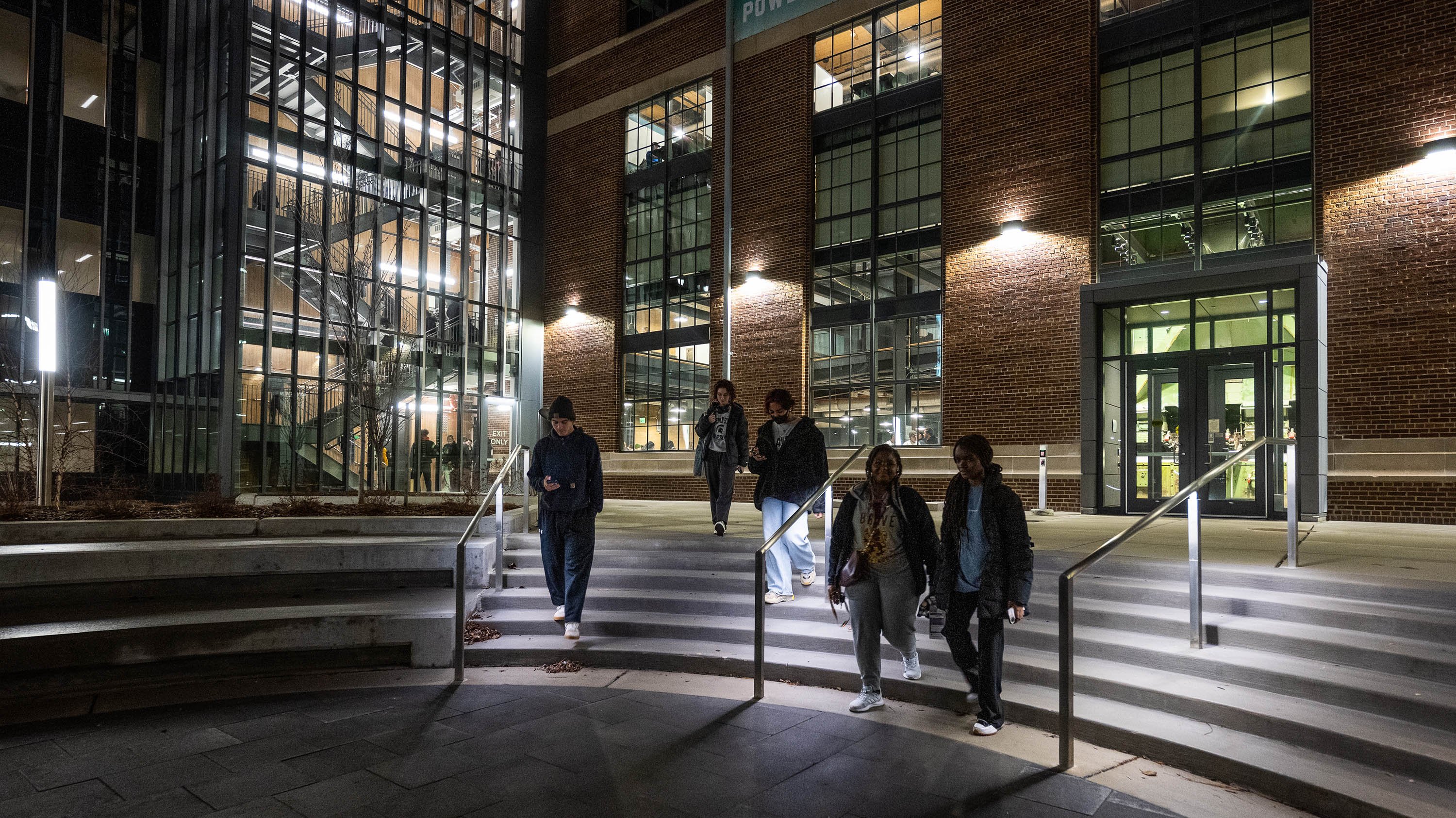 Students walking out of STEM Teaching and Learning facility