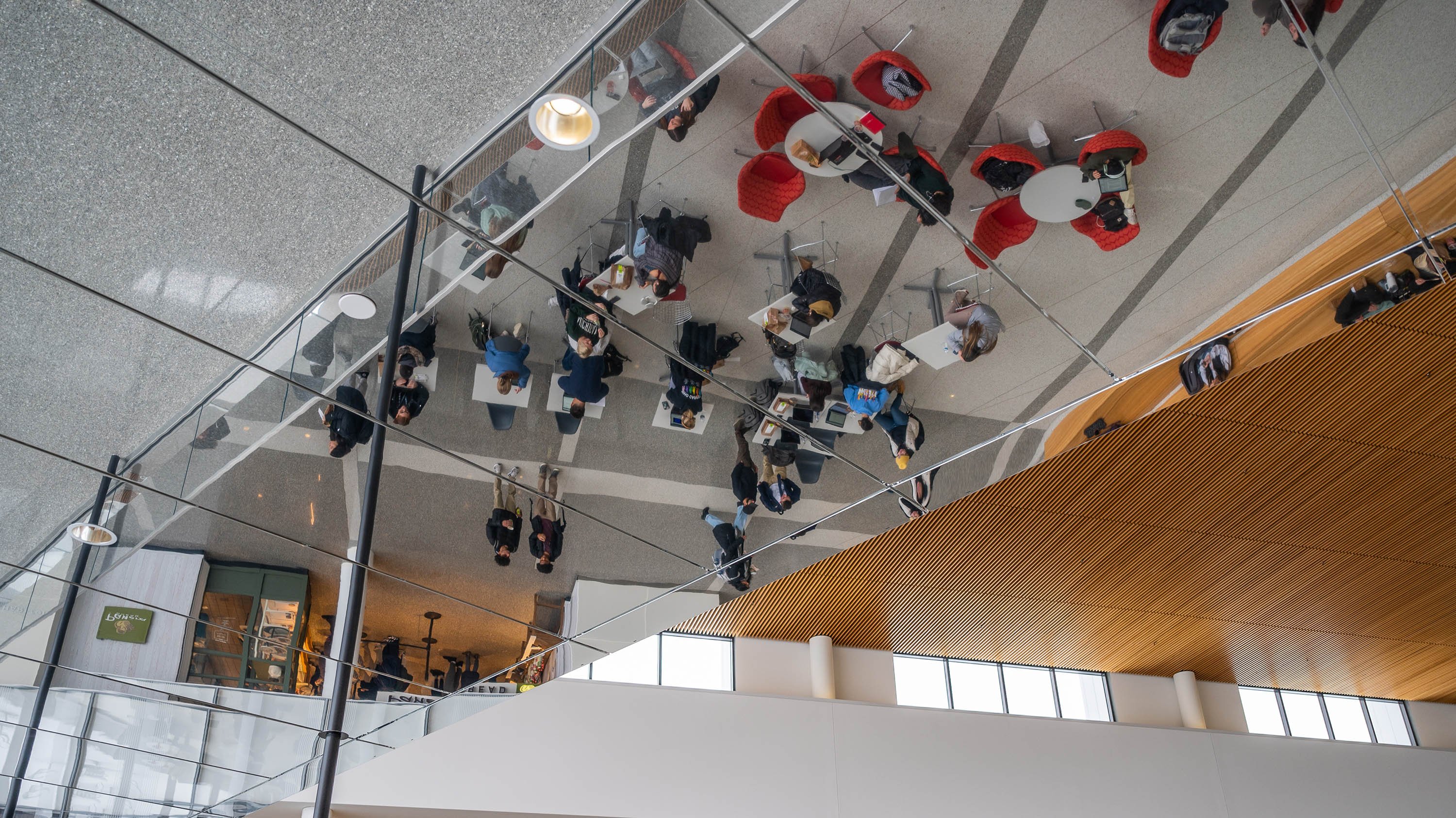 Ceiling mirror in Minskoff Pavilion