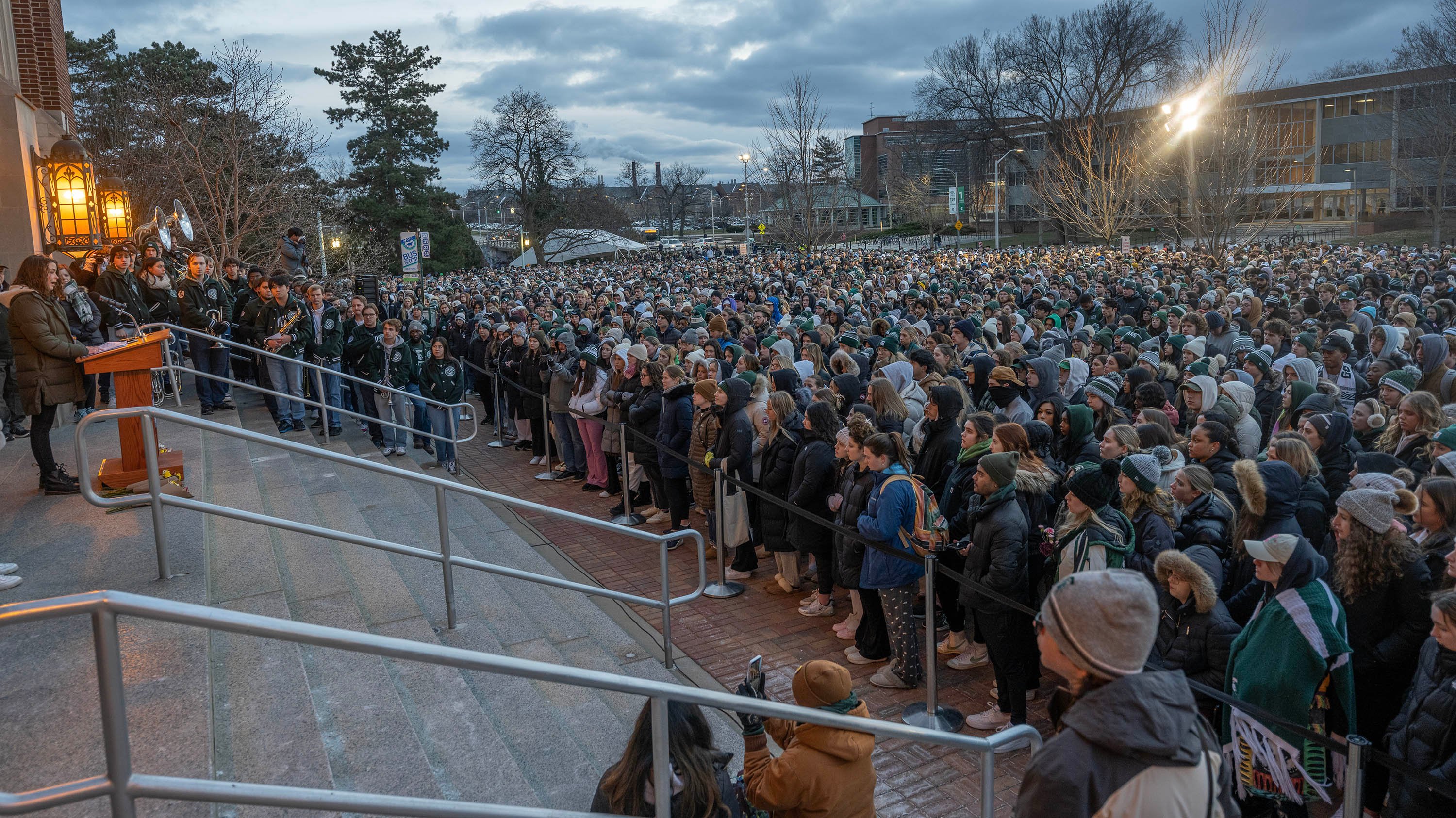 Students at Tuesday night vigil