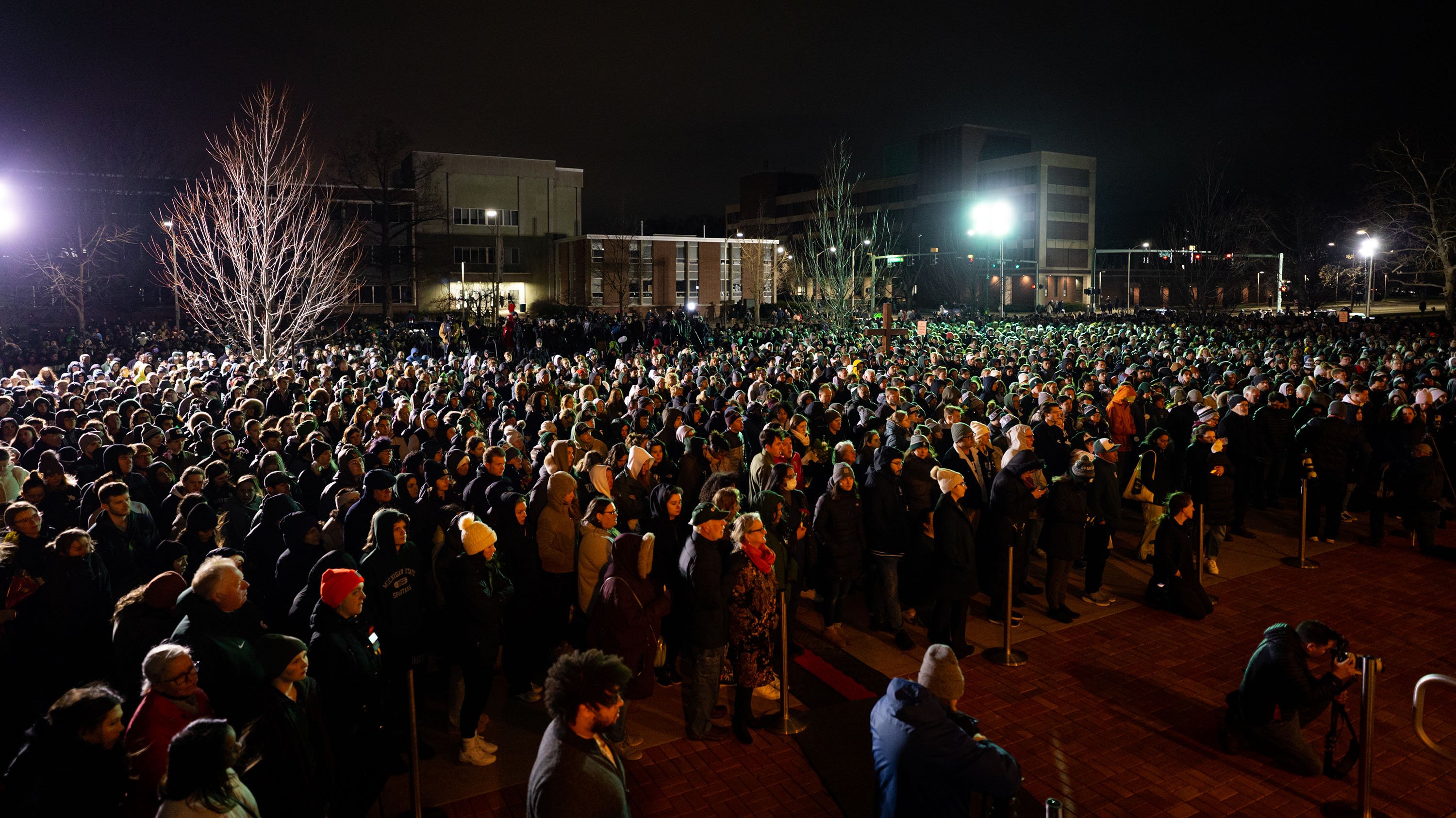 Large group of students at vigil