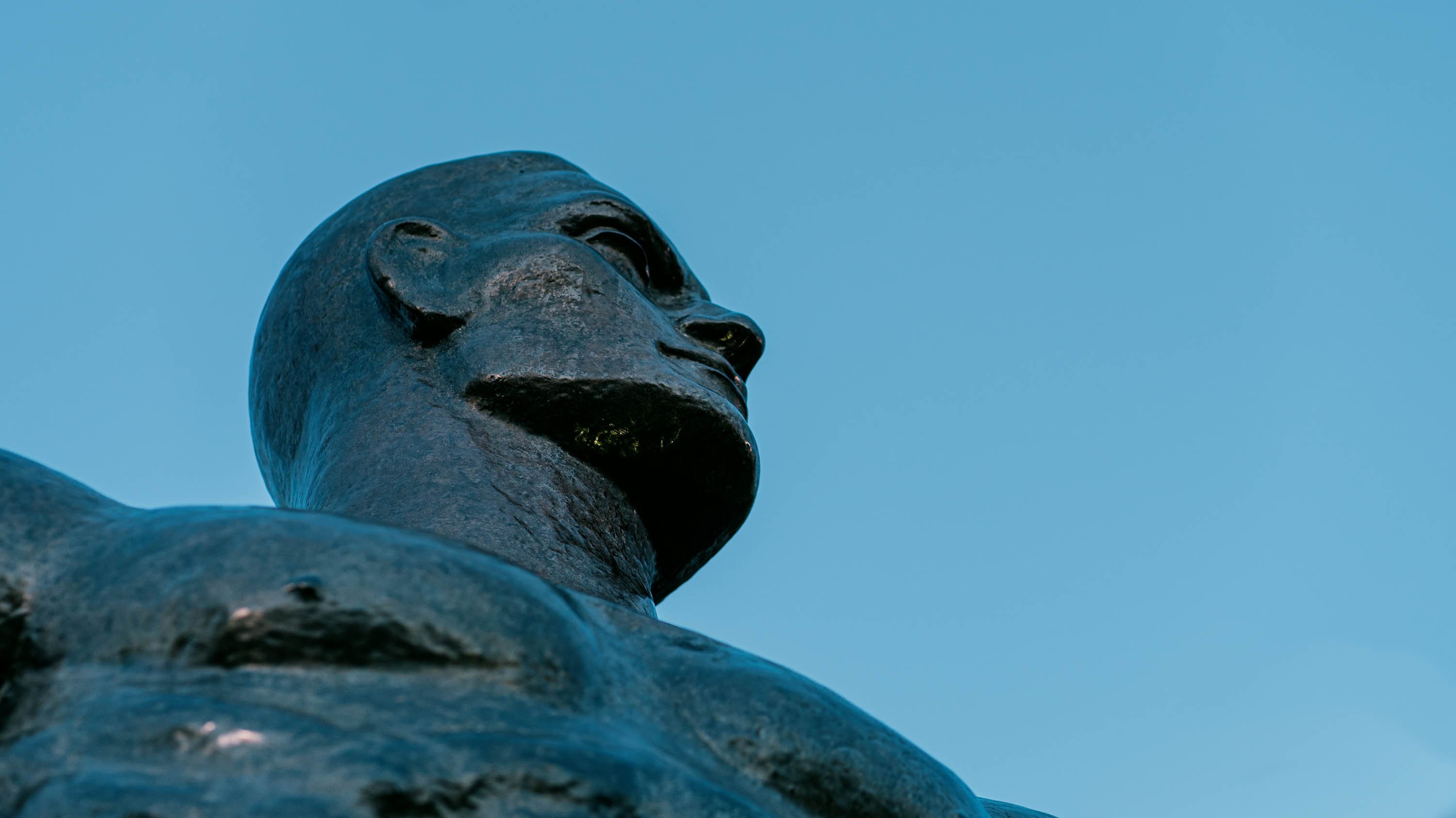 Close-up image of the Spartan Statue's head