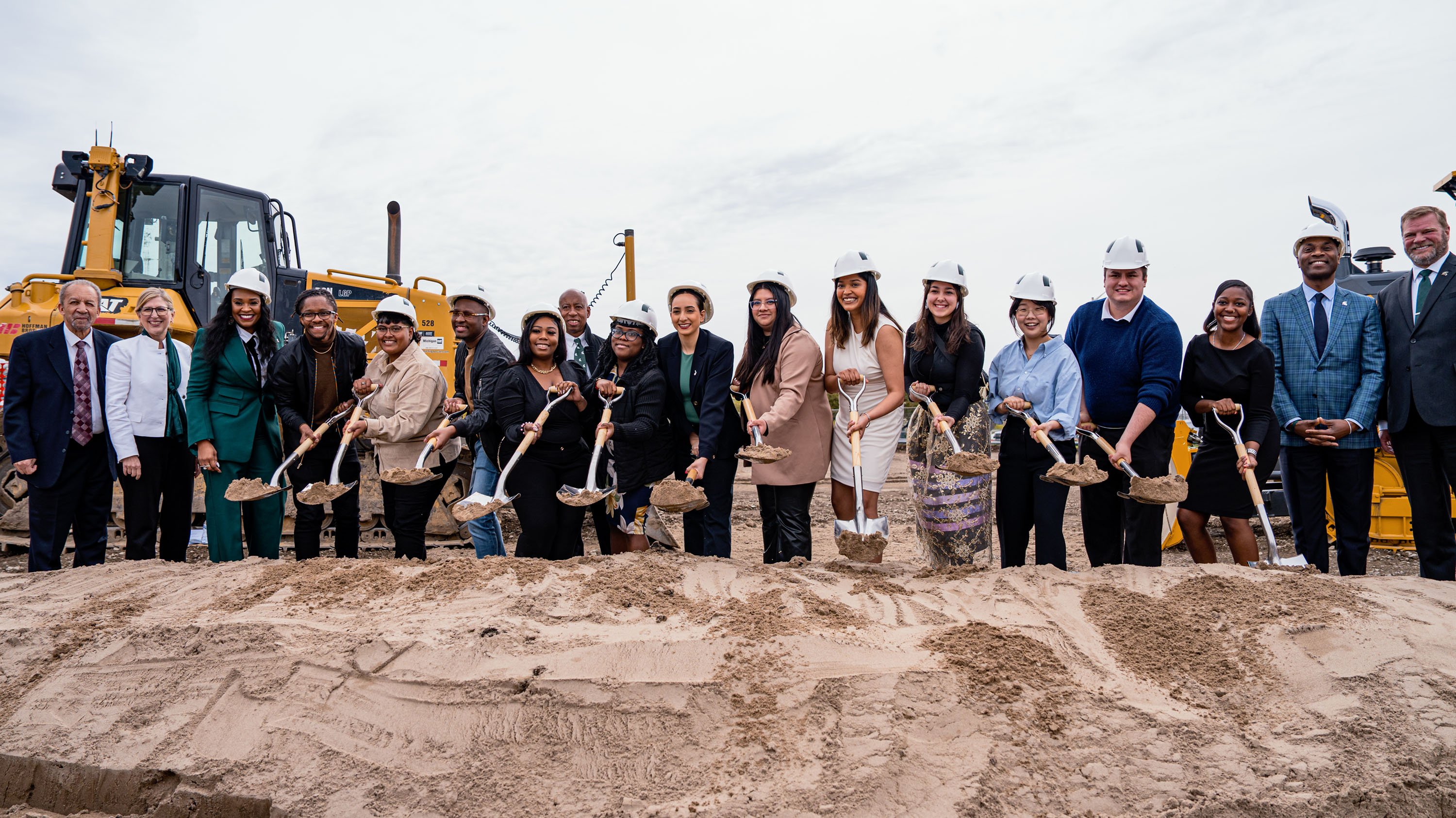 University leaders and members of MSU community breaking ground for multicultural center