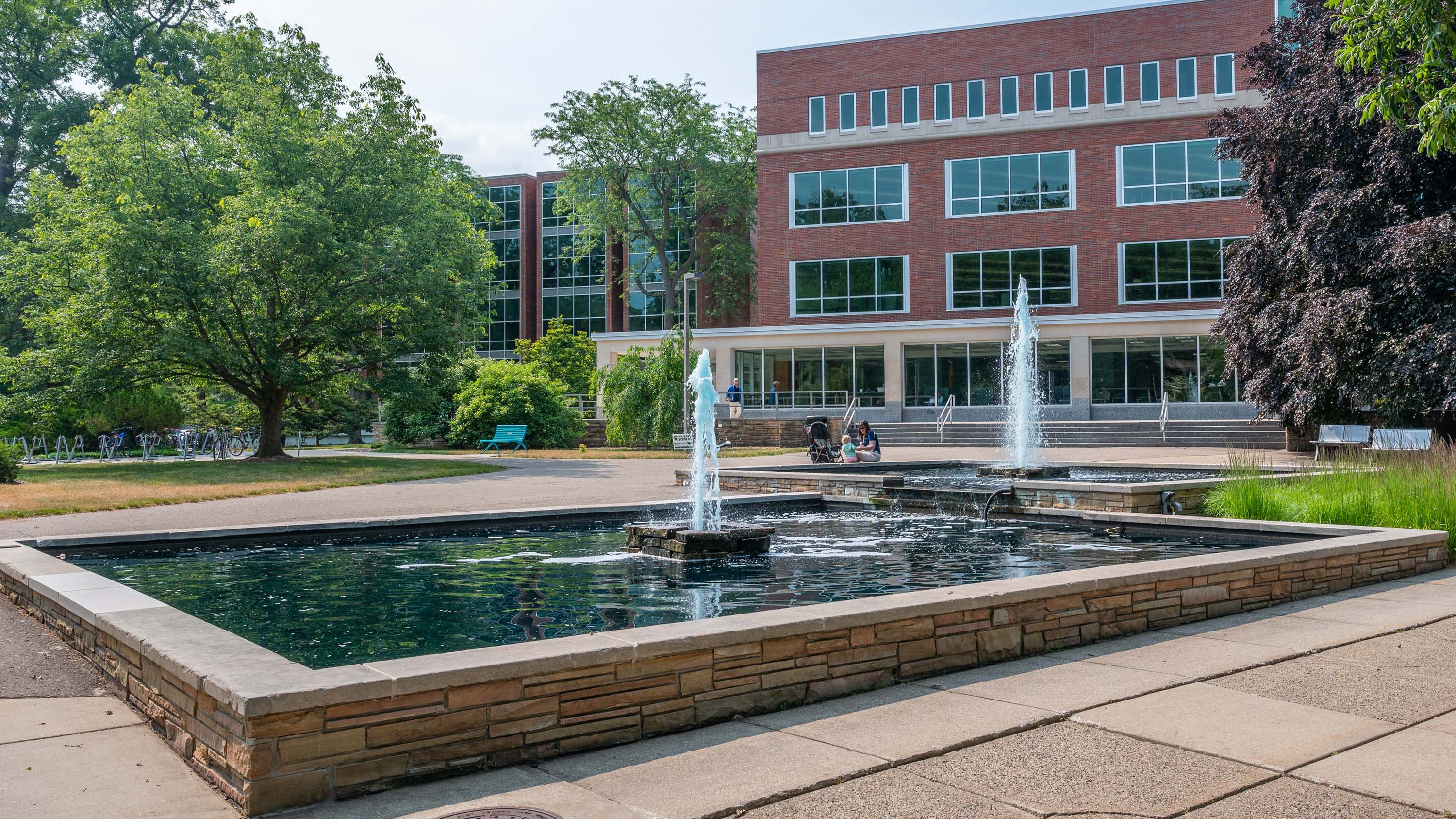 MSU library fountain