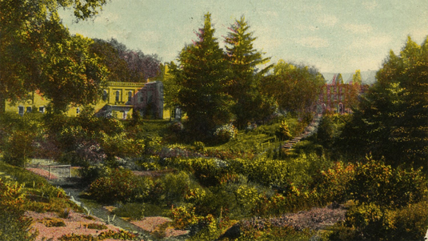 1910 postcard of Beal Garden