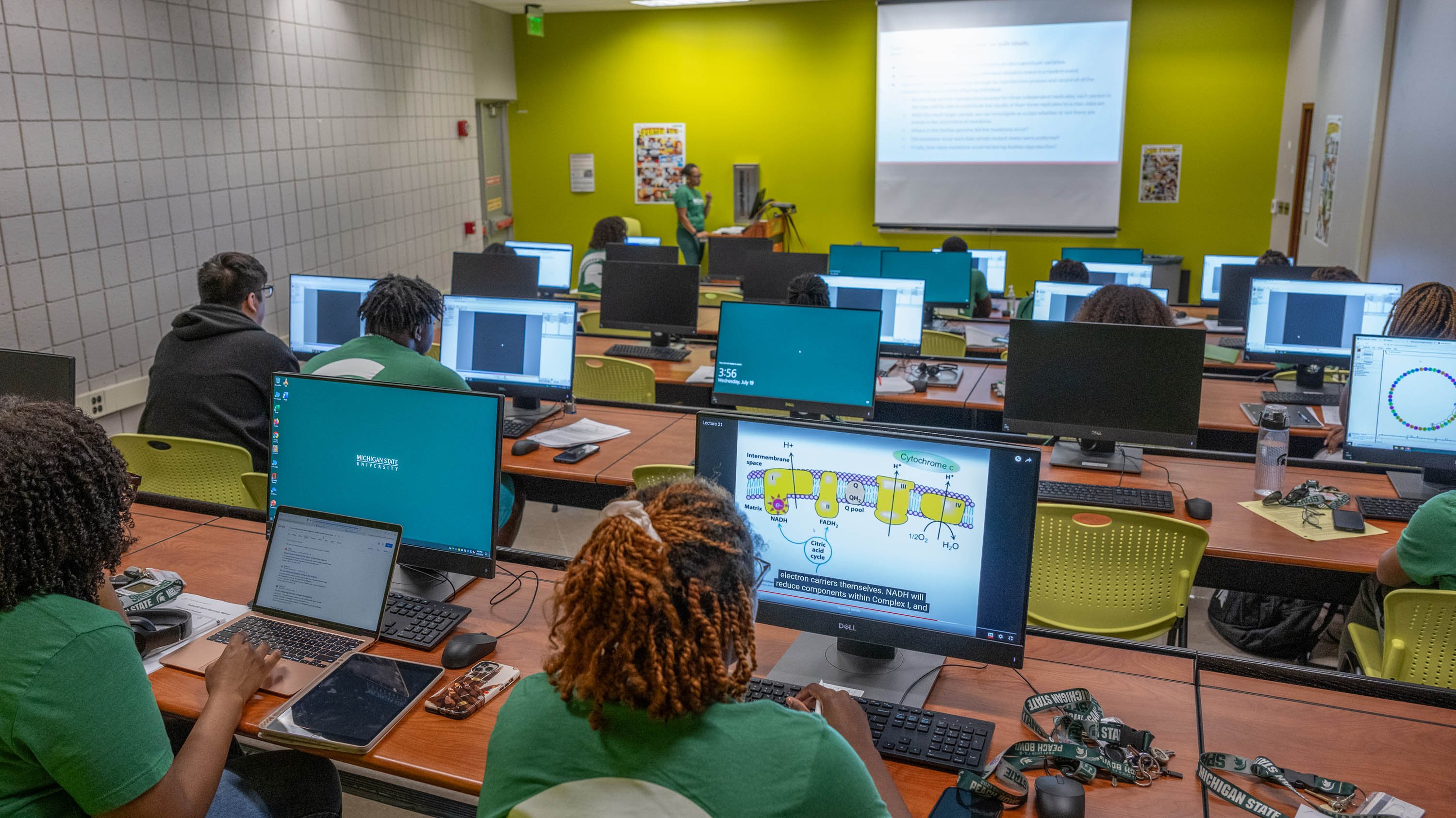 MI-LSAMP students attending a session in a computer lab in Wells Hall.