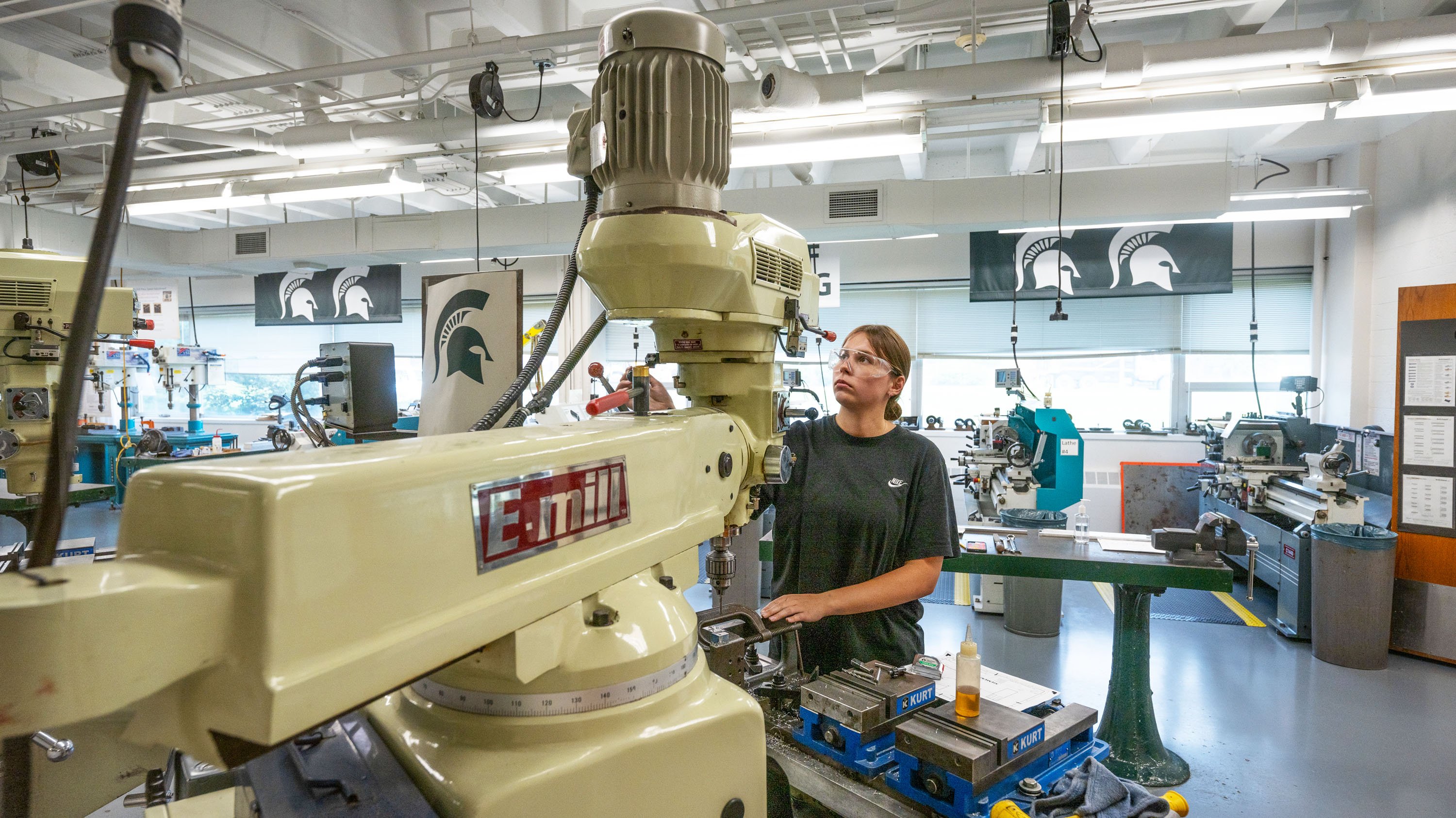 Student working with biomechanics lab equipment