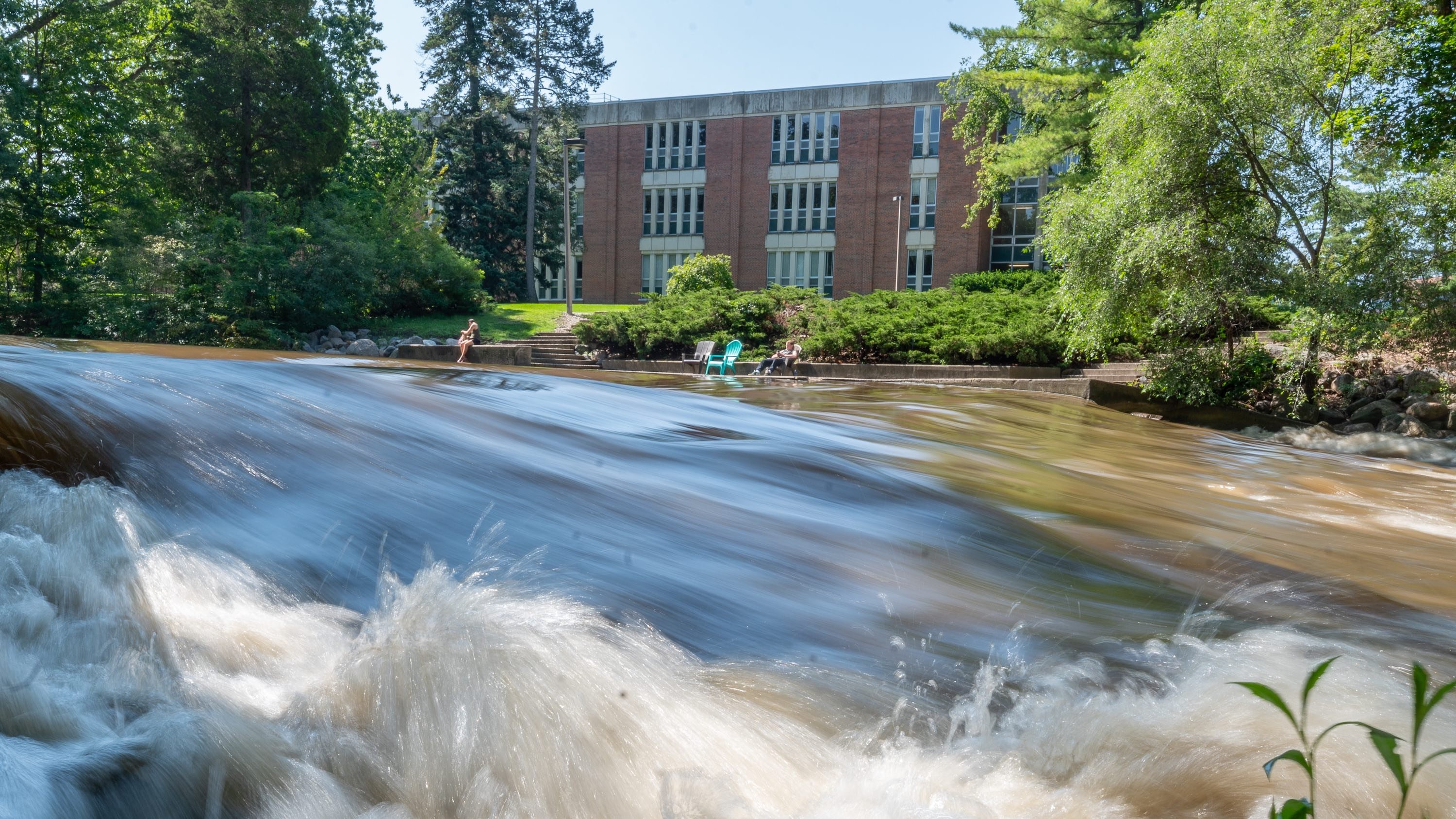 The Red Cedar River rushes along