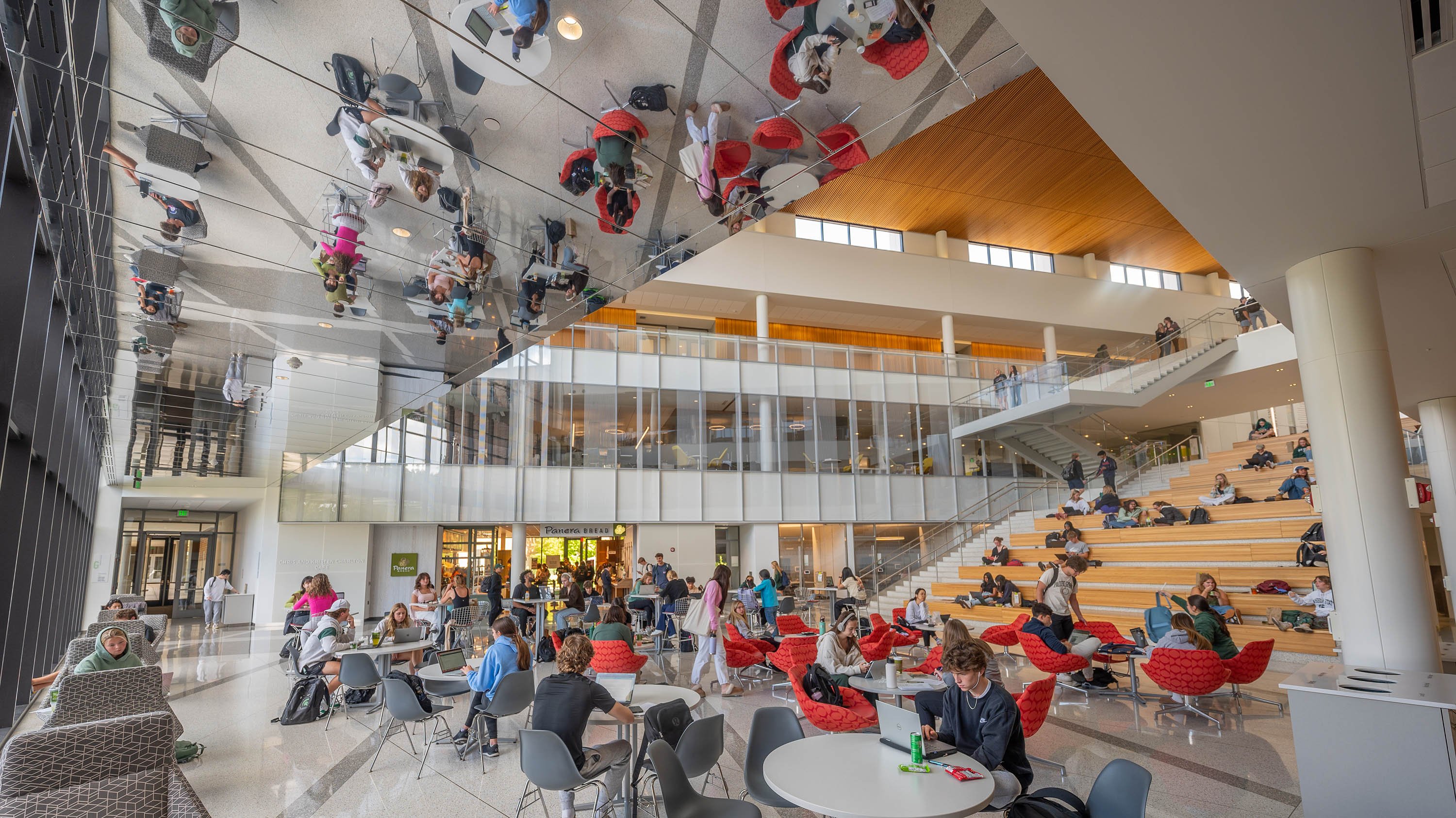Mirrored ceiling in Broad Minskoff pavilion