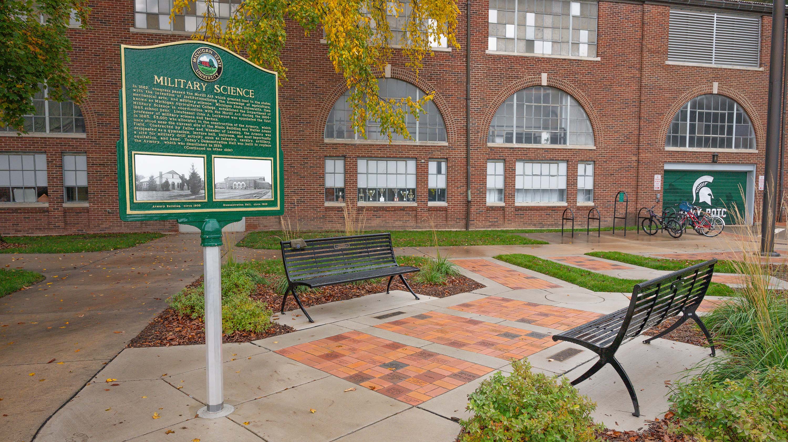 Historical marker in front of Demonstration Hall