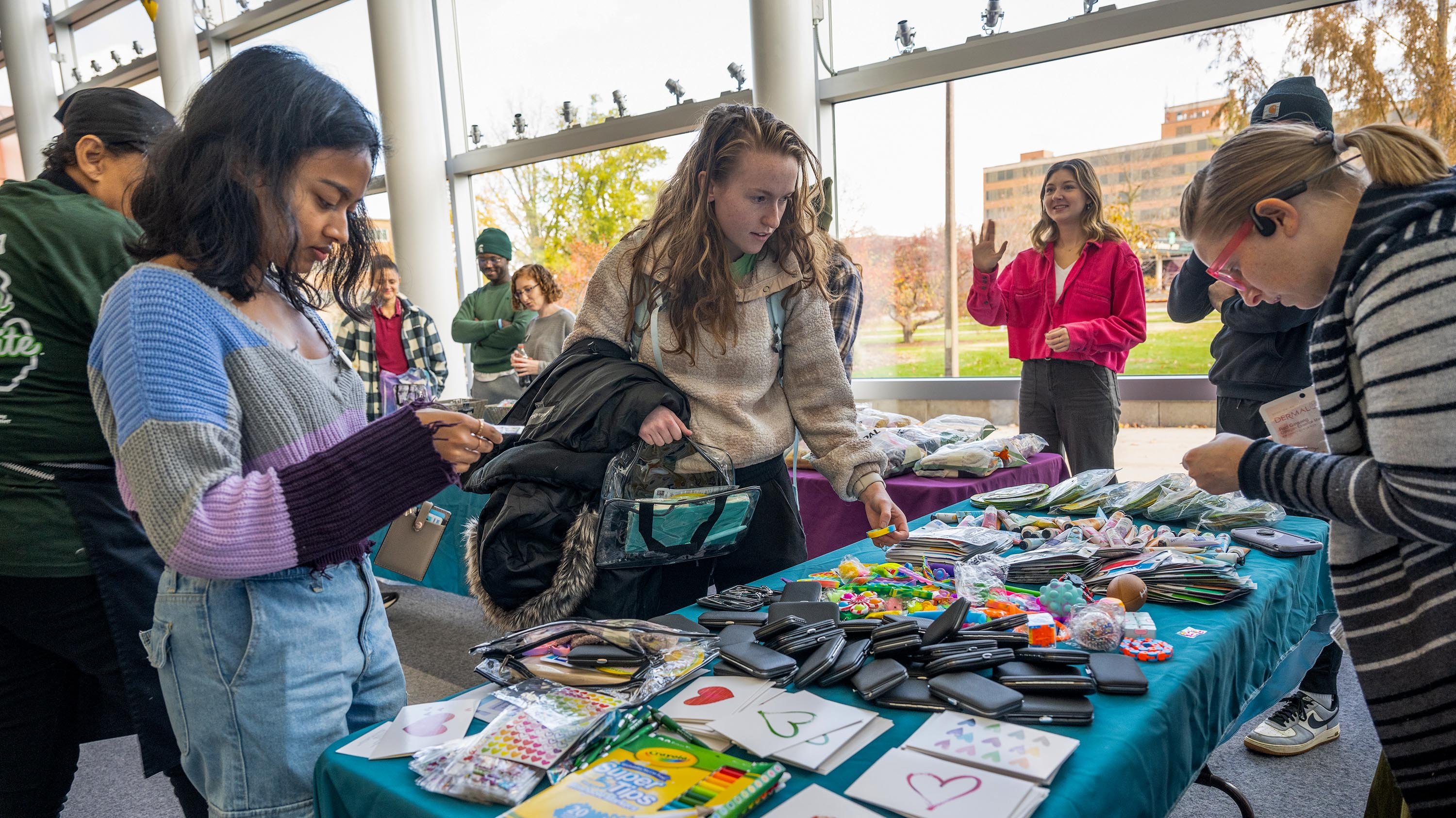 Students and POE department making care kits for a shelter during It's On Us week of action