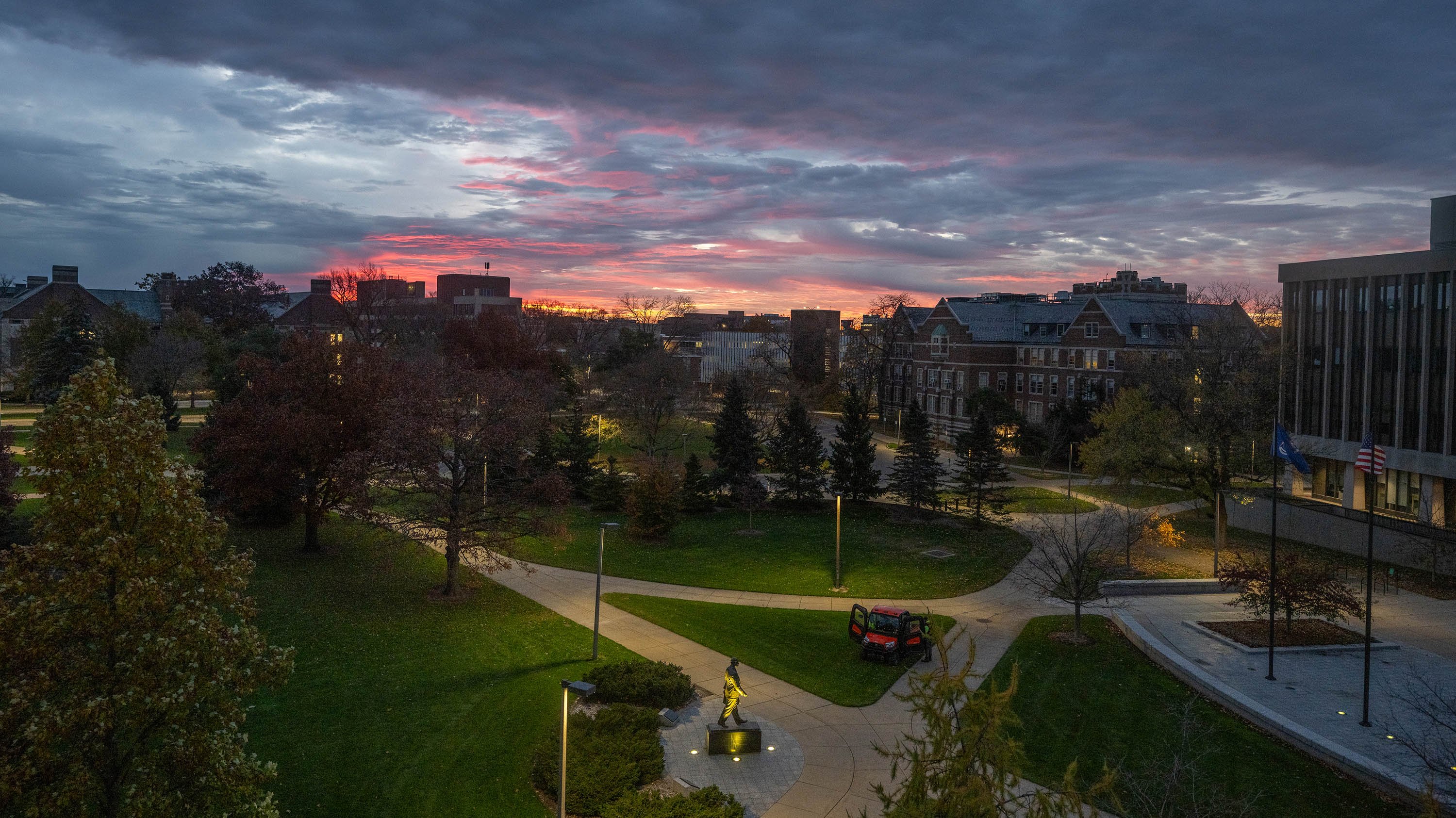 Sunset over campus