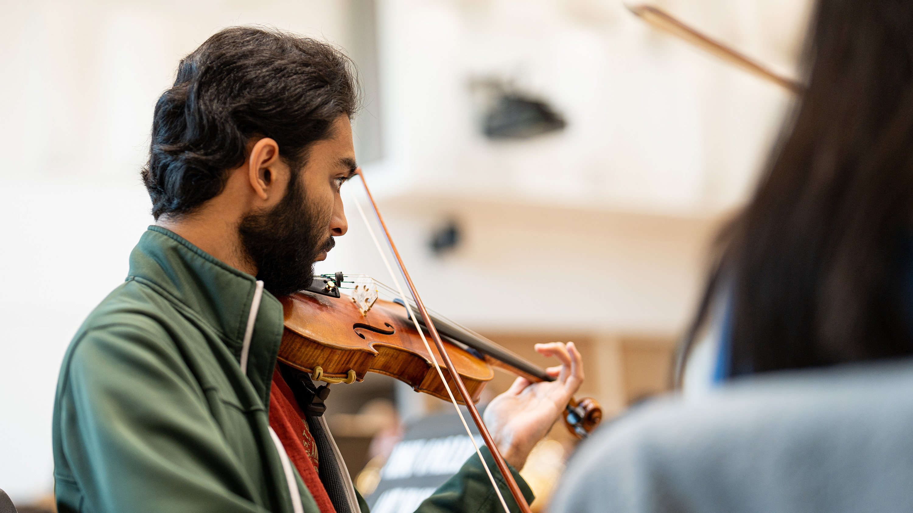 Student playing violin
