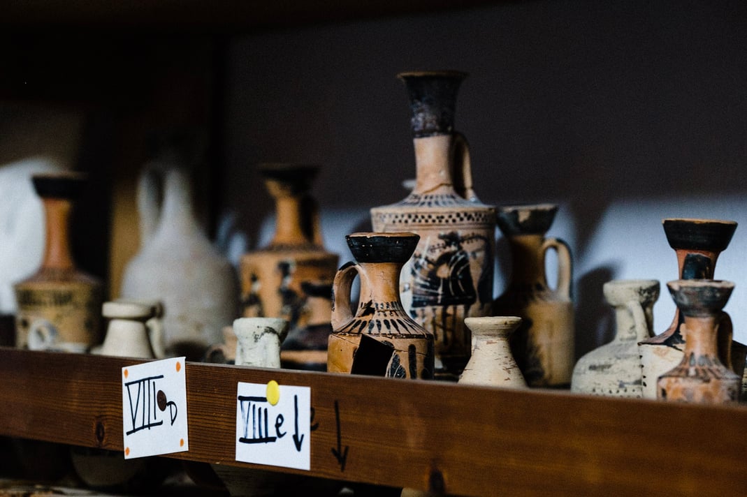 Some of the ancient artifacts that are part of the collection at the MSU Excavations at Isthmia.