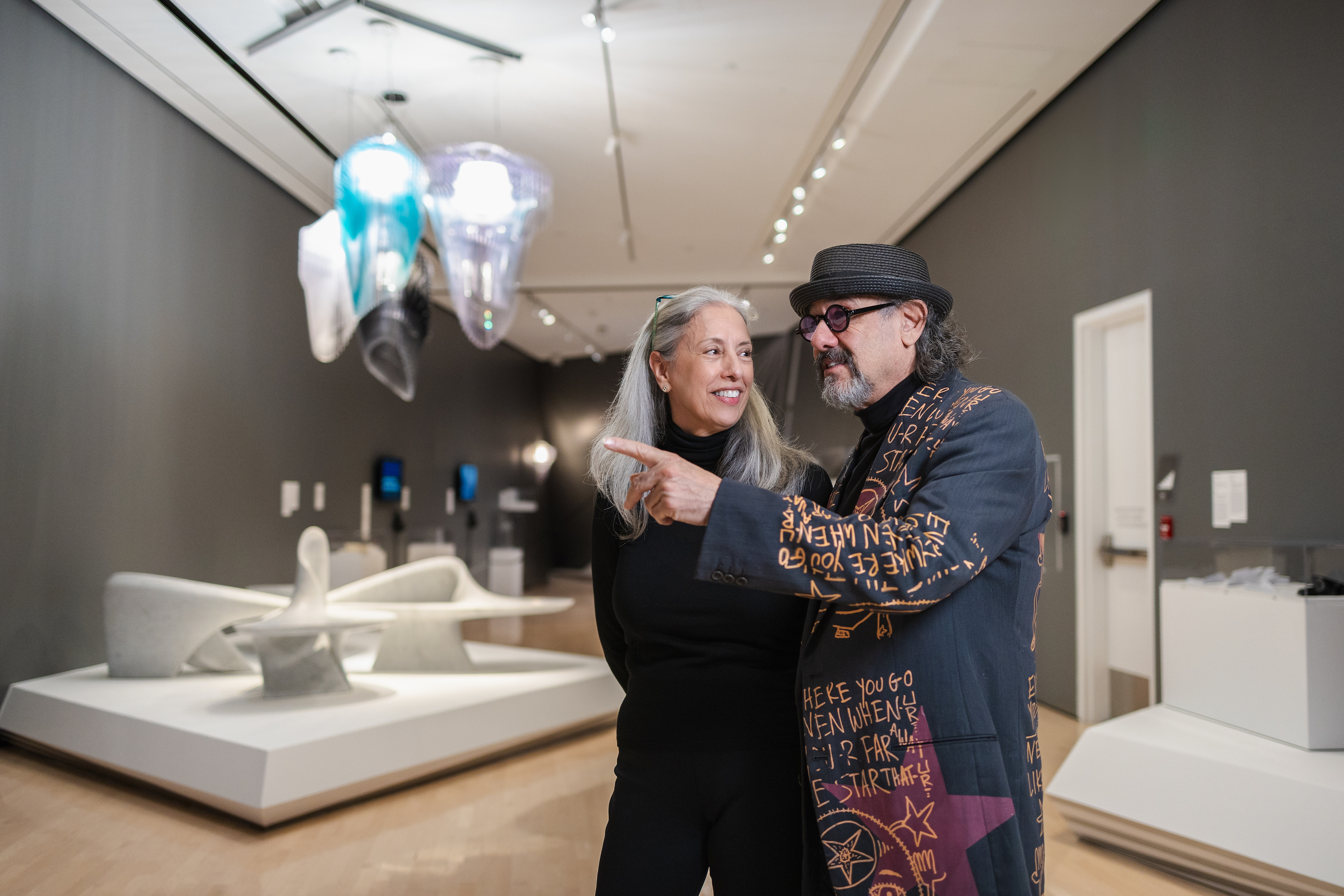 Alan and Rebecca Ross at the MSU Broad Art Museum in an exhibition.