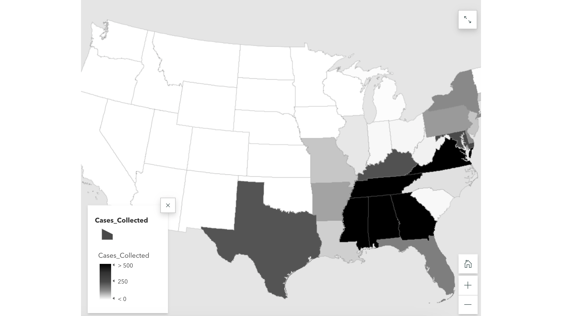 Image of US map showing cases involving enslaved people
