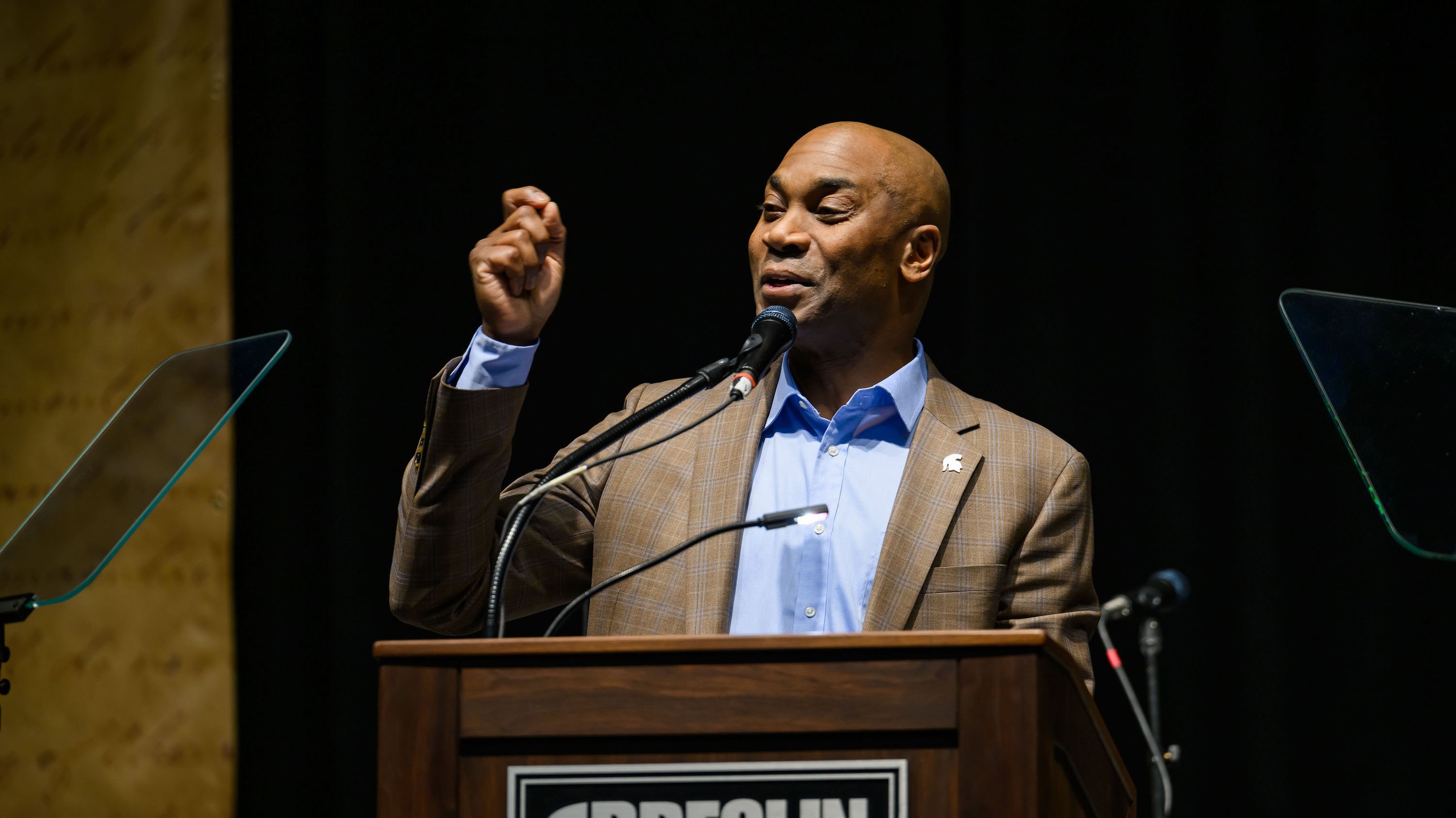 Vice President and Chief Diversity Officer Jabbar R. Bennett, Ph.D., provides welcome remarks during MSU's Juneteenth Celebration