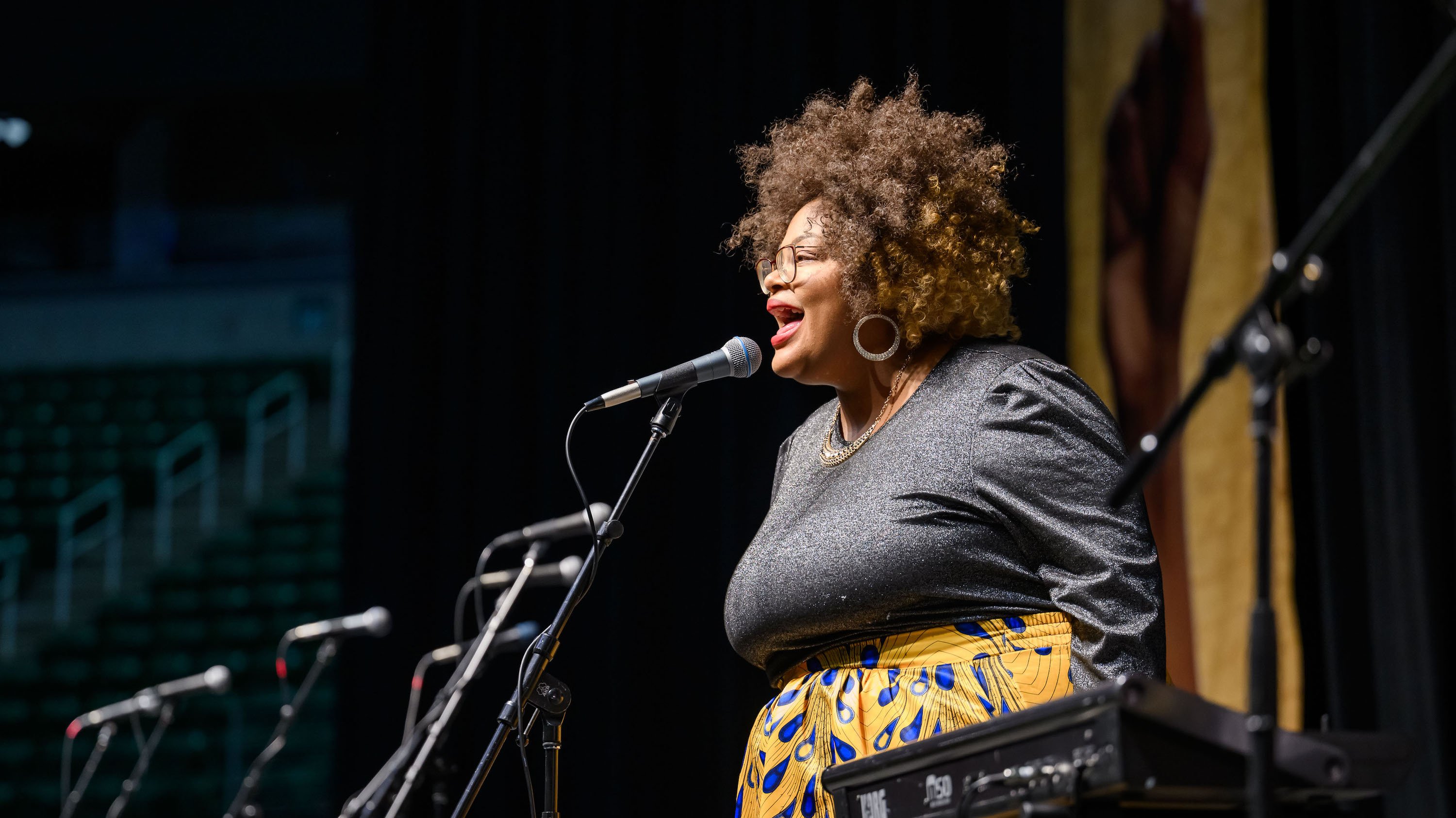 GeDeane Graham performs ?Lift Every Voice and Sing? at the third annual MSU Juneteenth Celebration.