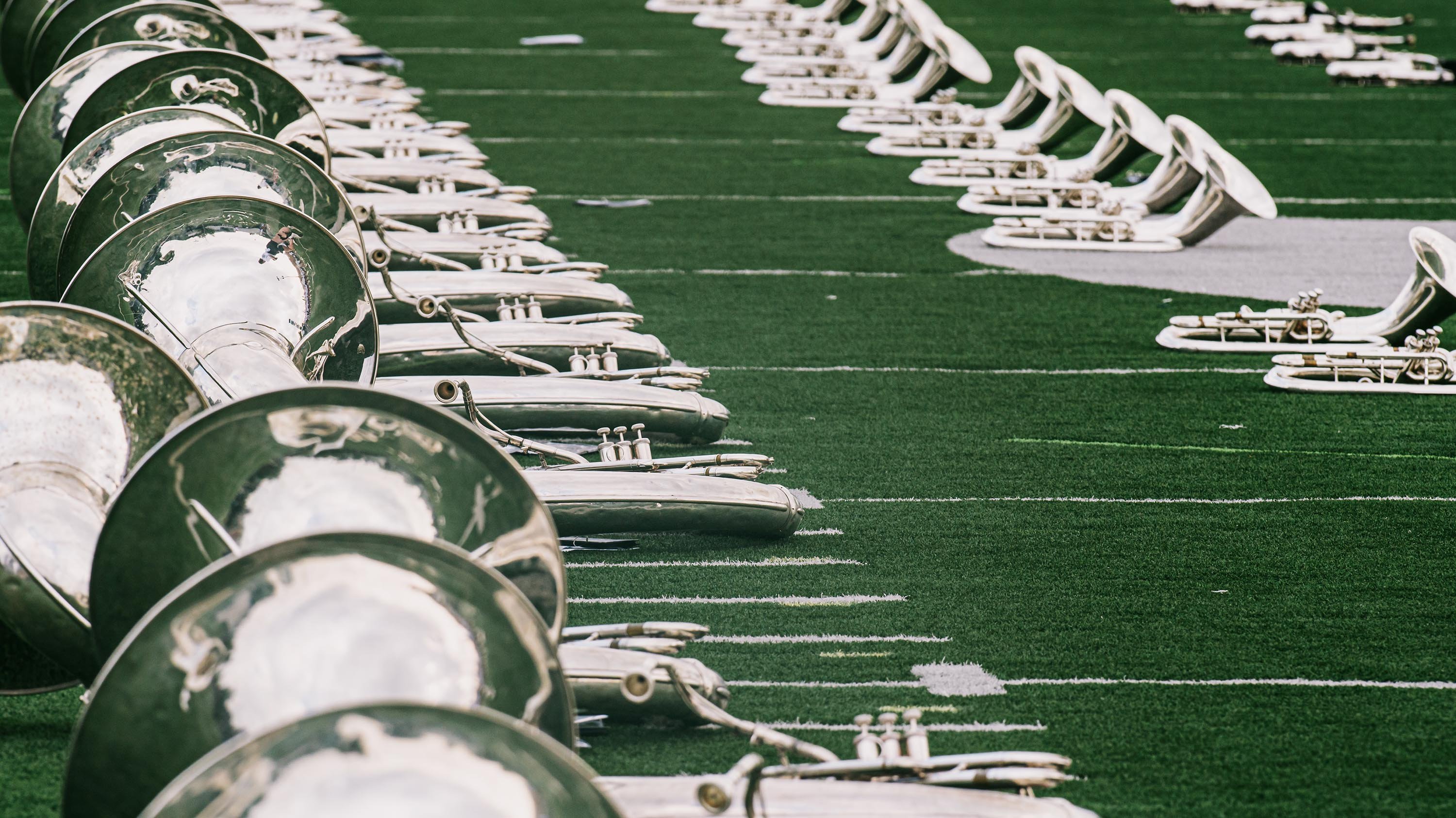 Instruments laying on practice field