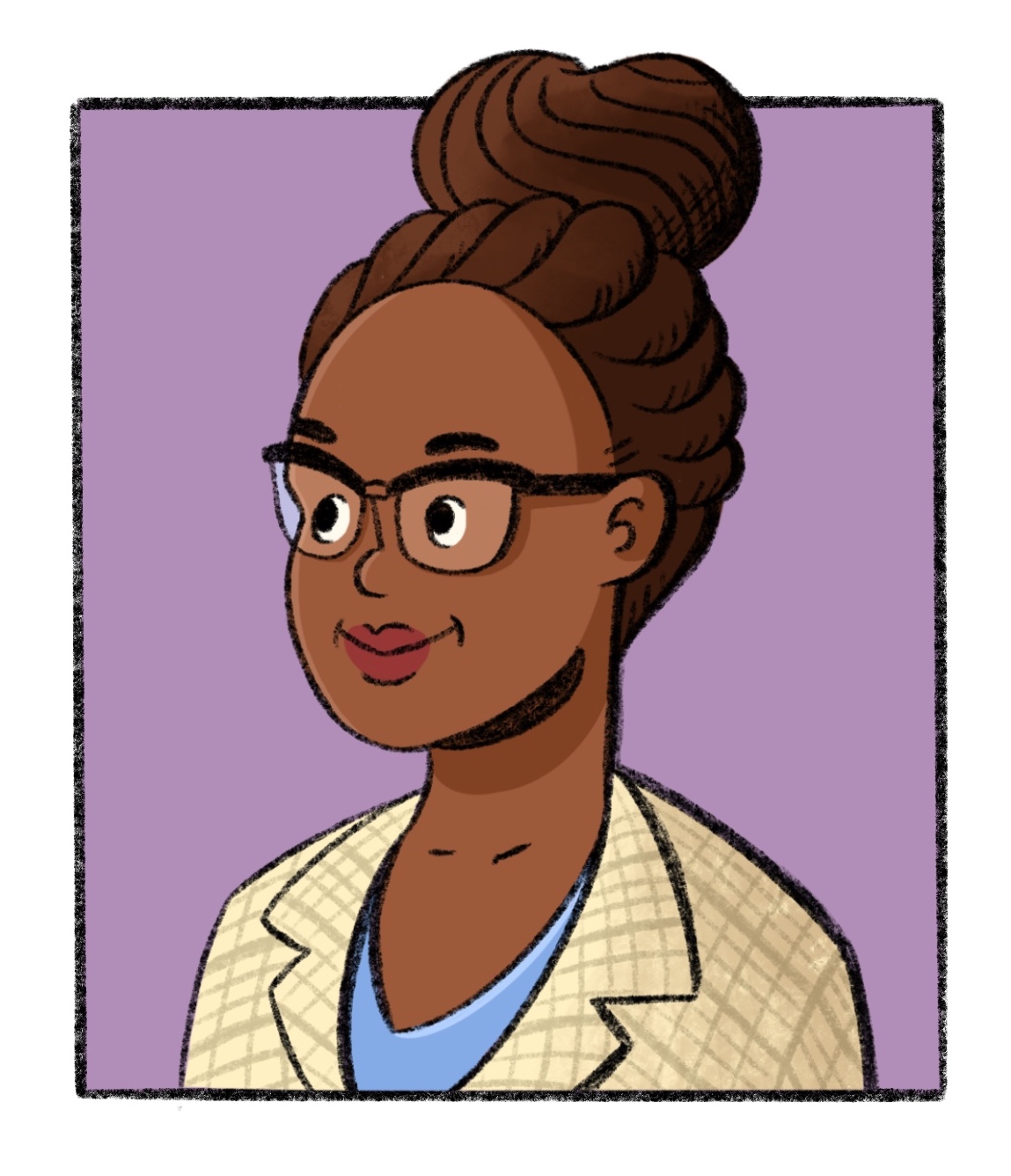 An illustrated portrait of Hildah Makori