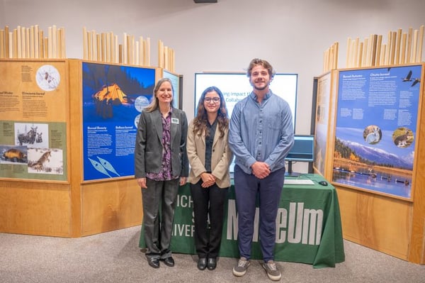 MSU students who worked on the RFID technology to increase accessibility in the exhibition and Denice Blair (MSU Museum Director of Education)