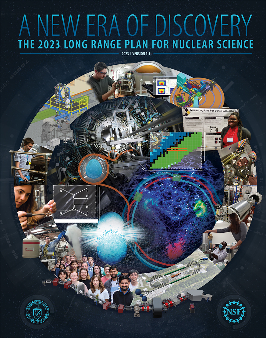 The cover of a the new report titled “A New Era of Discovery: The 2023 Long Range Plan for Nuclear Science