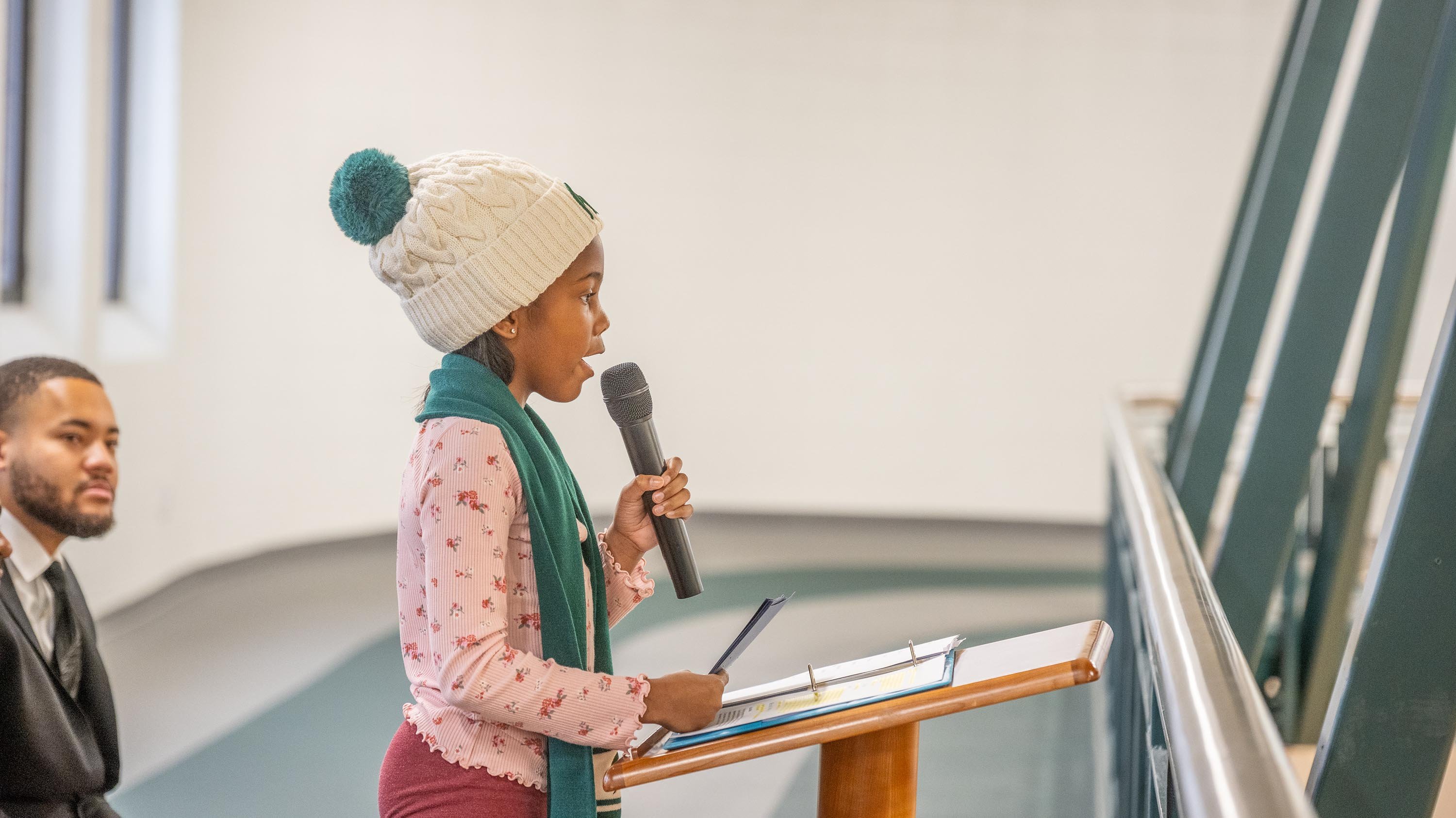 Michaela Gladley reading speech at MLK commemorative march