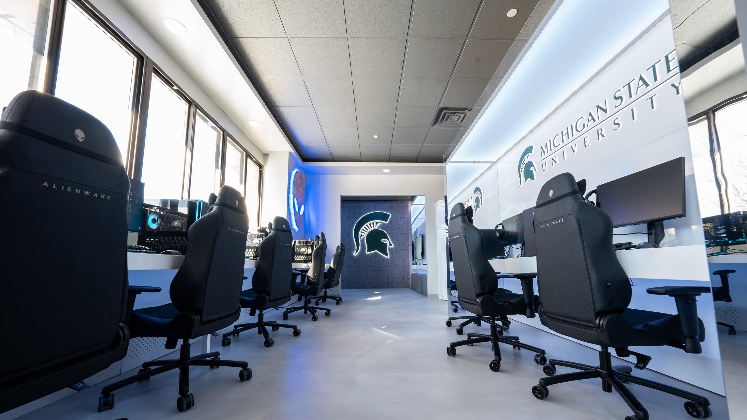 Computer stations in the Esports lounge