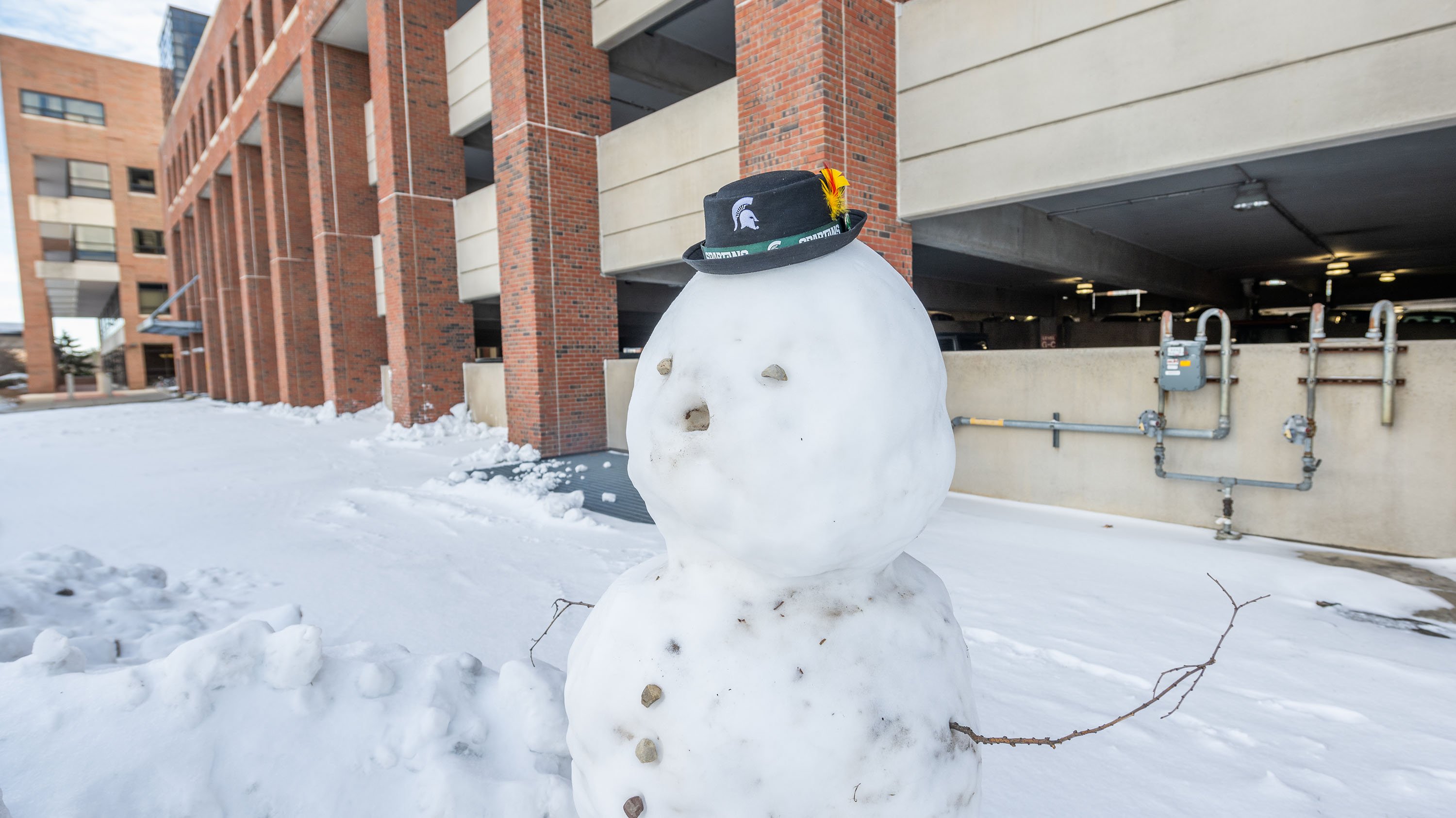 Snowman wearing hat