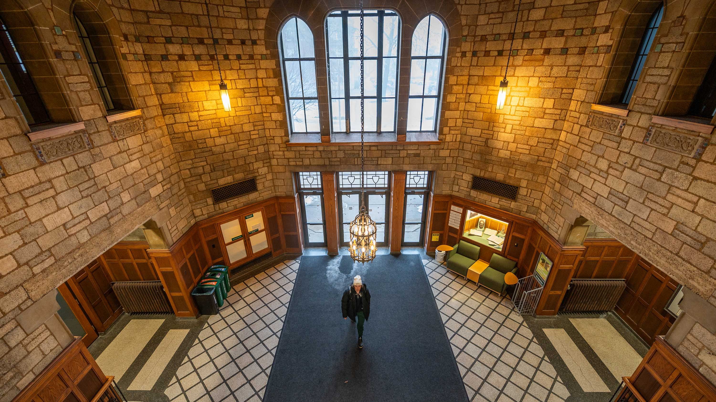 Student entering North Kedzie hall
