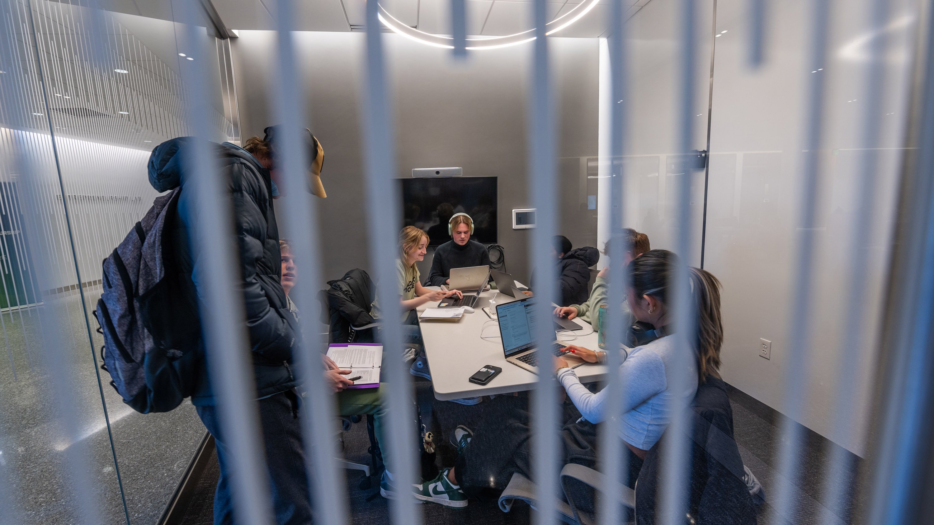 Students studying in study room