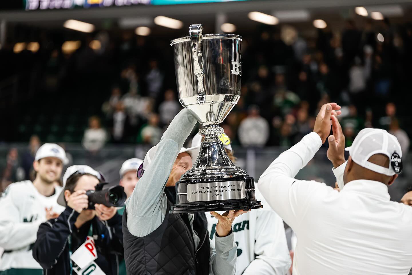 Championship cup at hockey game