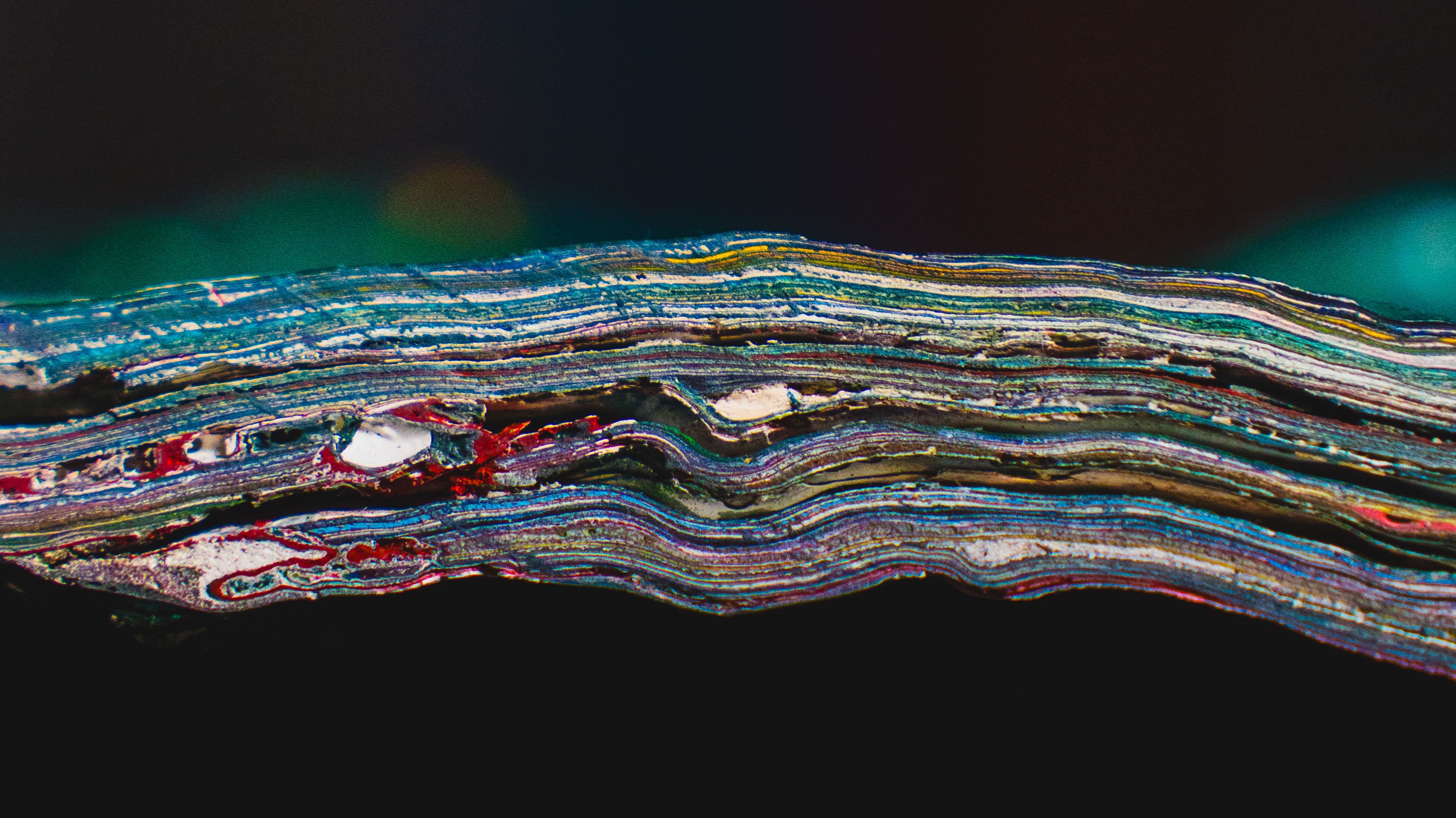 Macro image of layers of paint fallen off the Rock
