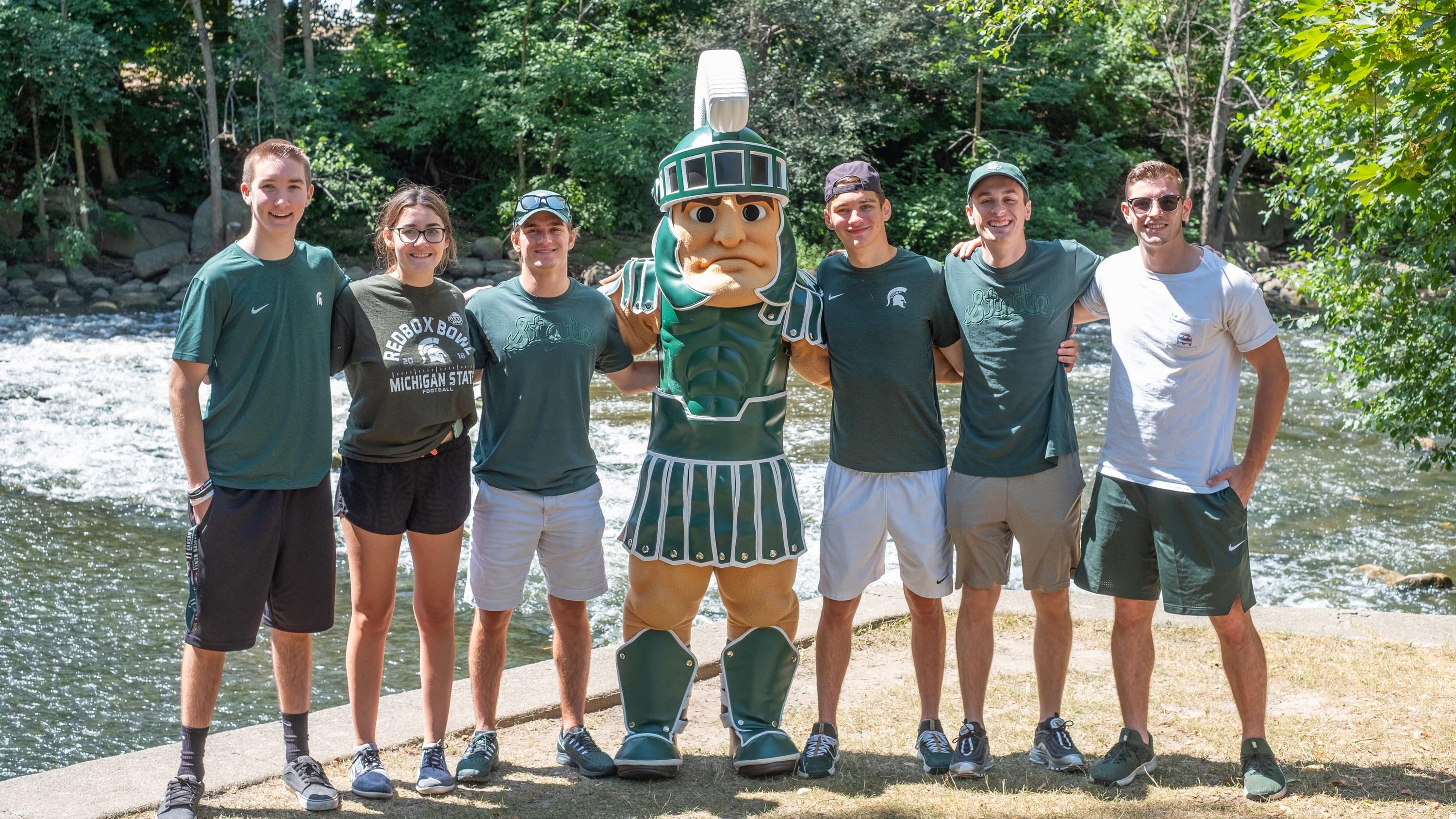 Sparty mascot and squad