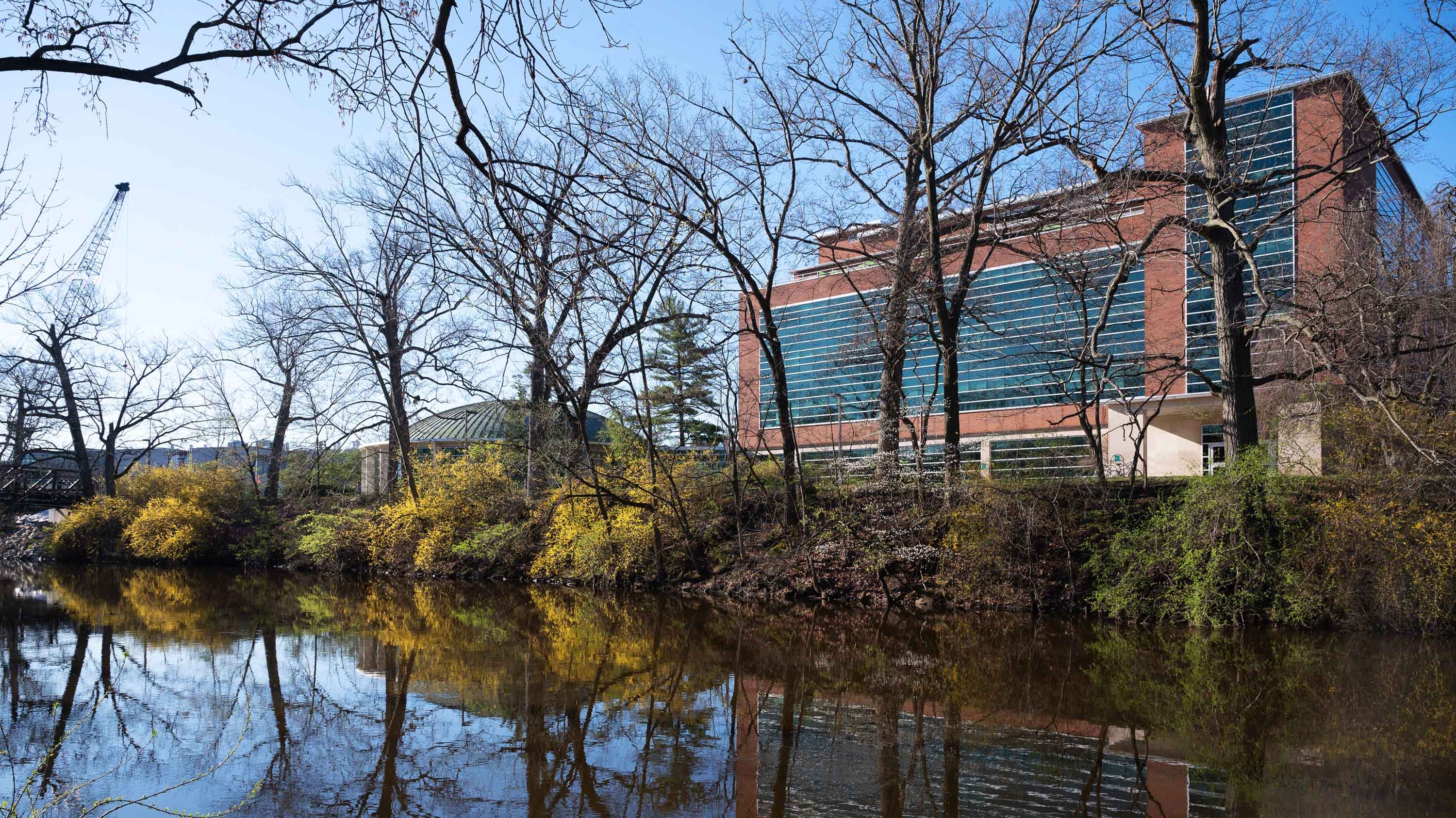 Erickson hall seen across Red Cedar River