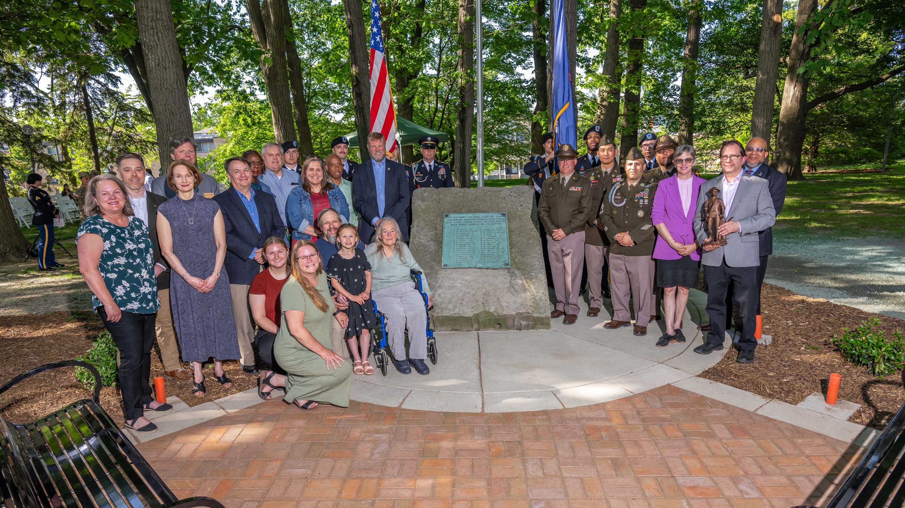 Memorial Grove plaque and rededication attendees