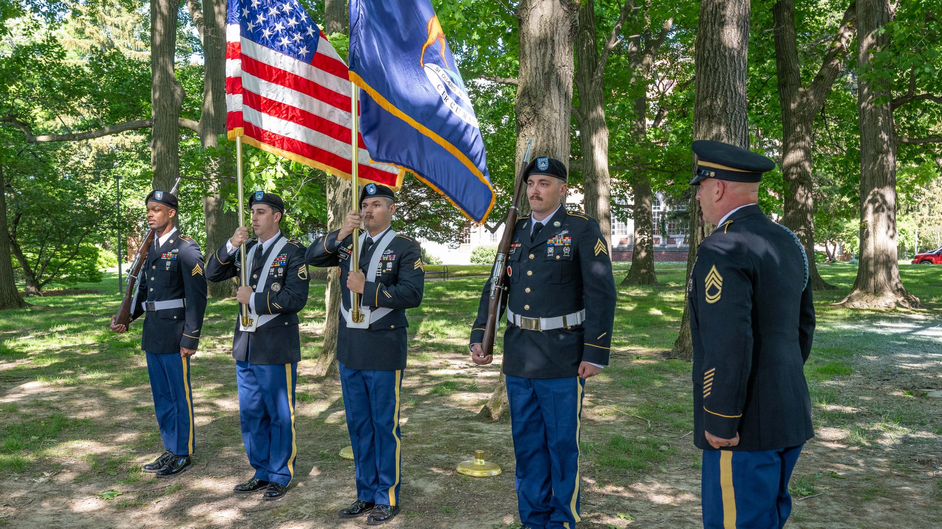 Posting of Colors at memorial rededication ceremony