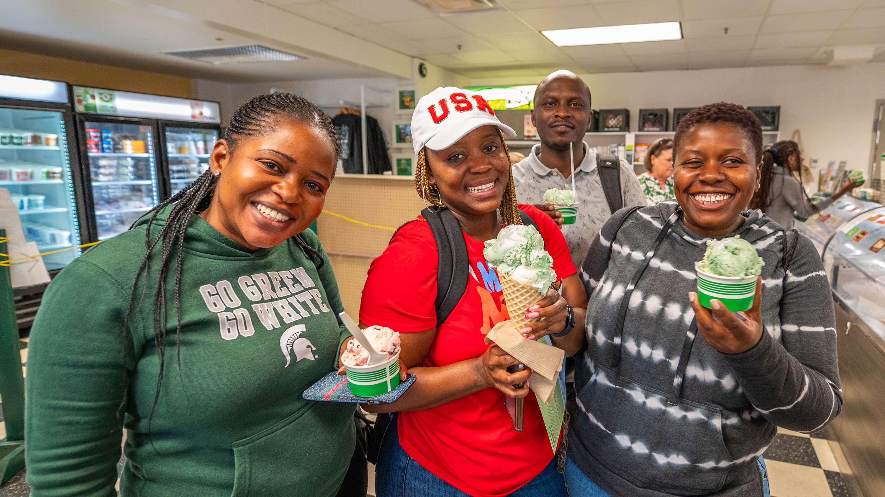People with ice cream at MSU Dairy Store