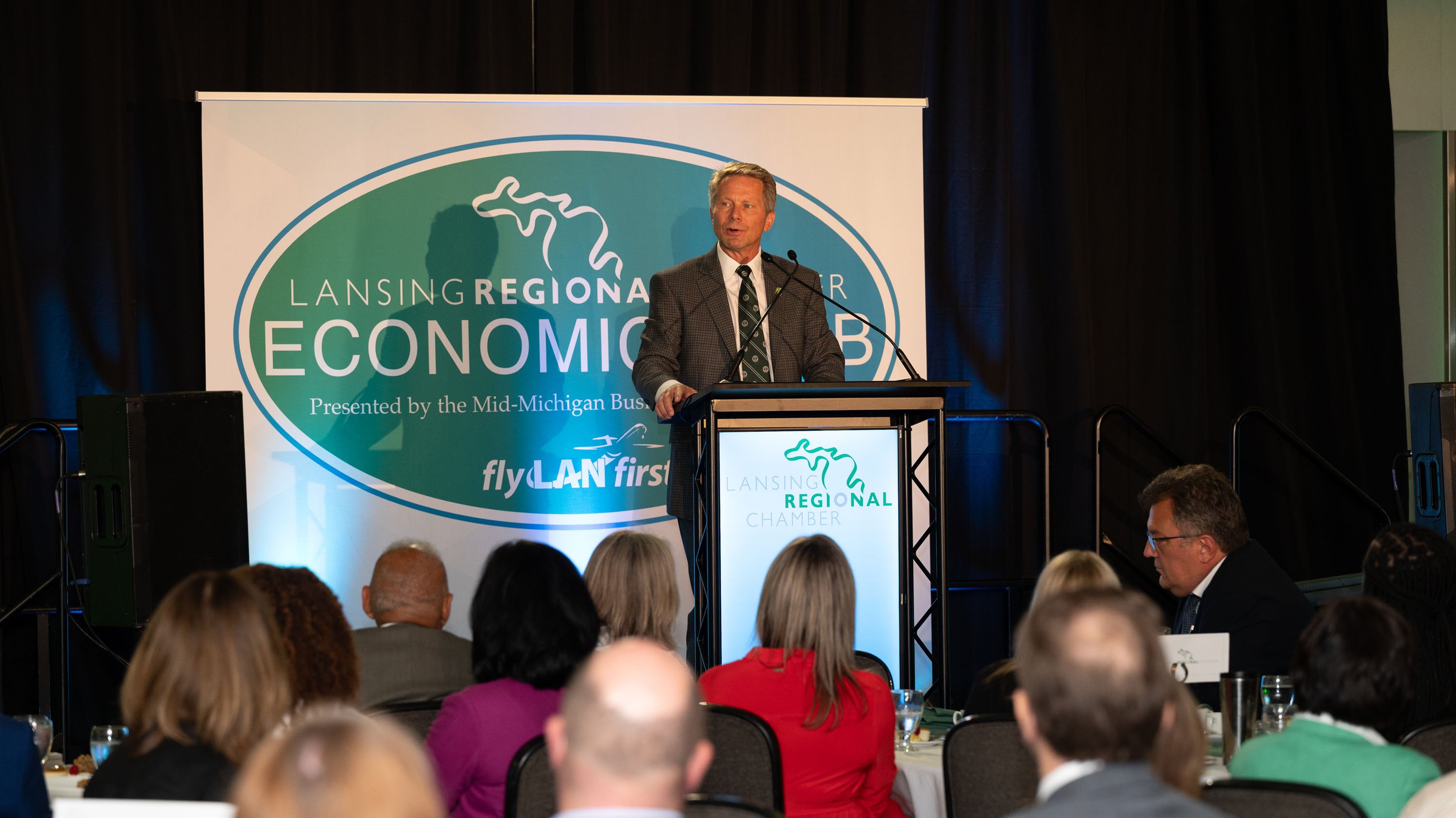 Kevin Guskiewicz at Lansing Economic Club
