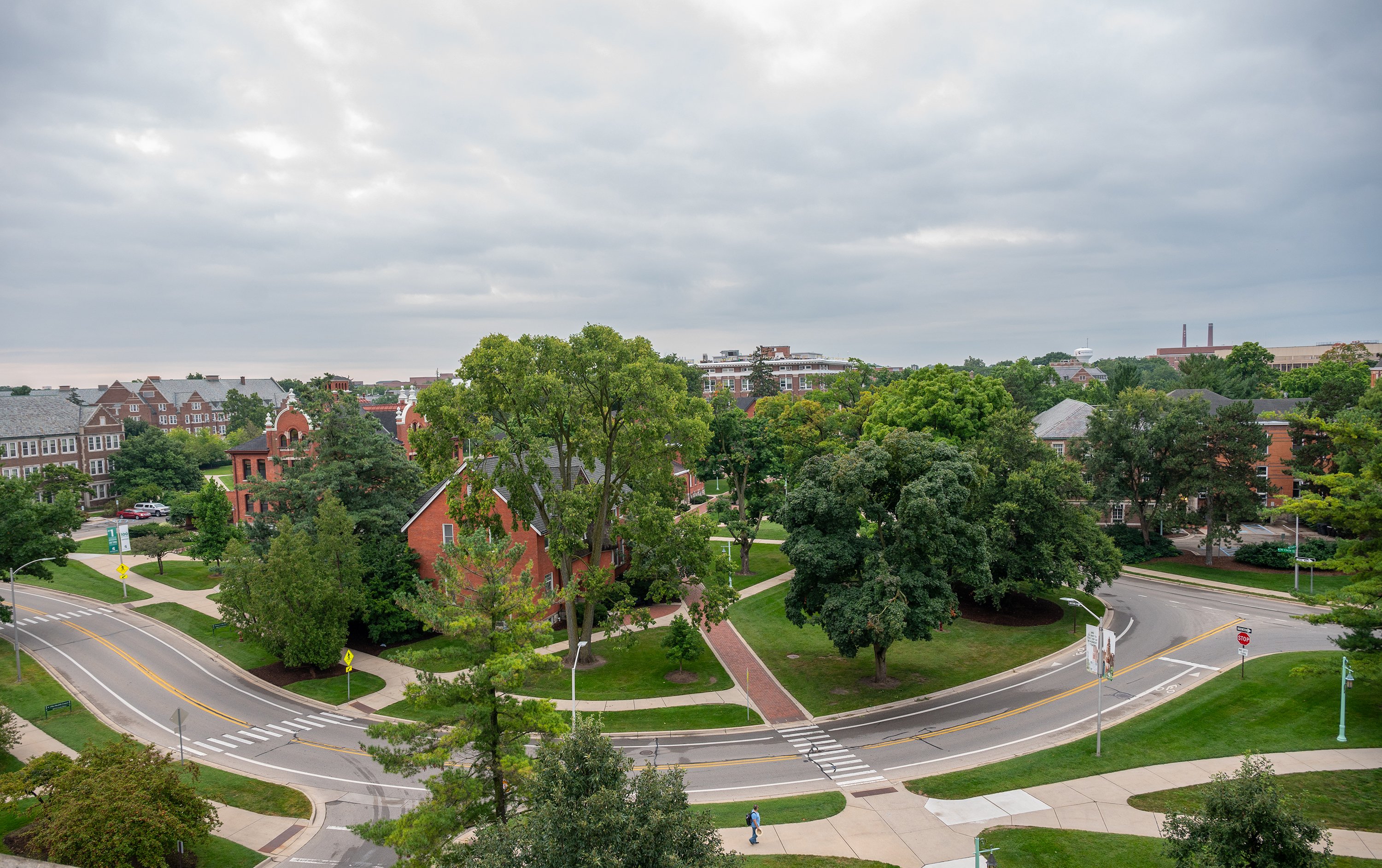 A view from above where East Circle Drive meets West Circle Drive.
